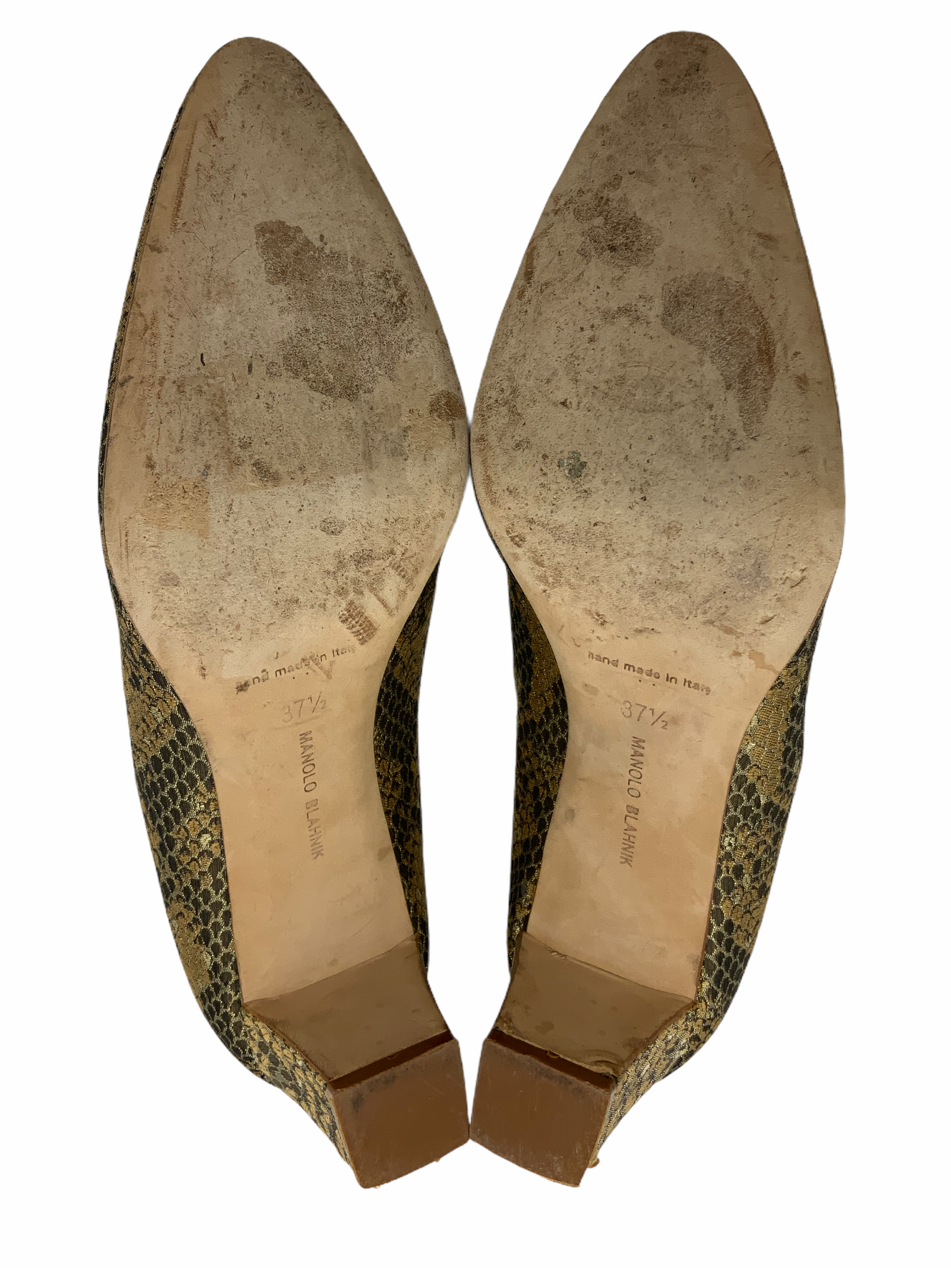 Manolo Blahnik Jacquard Pumps Women's Size 7.5 | Elegant Floral Embroidery Heels for Weddings, Parties & Special Occasions