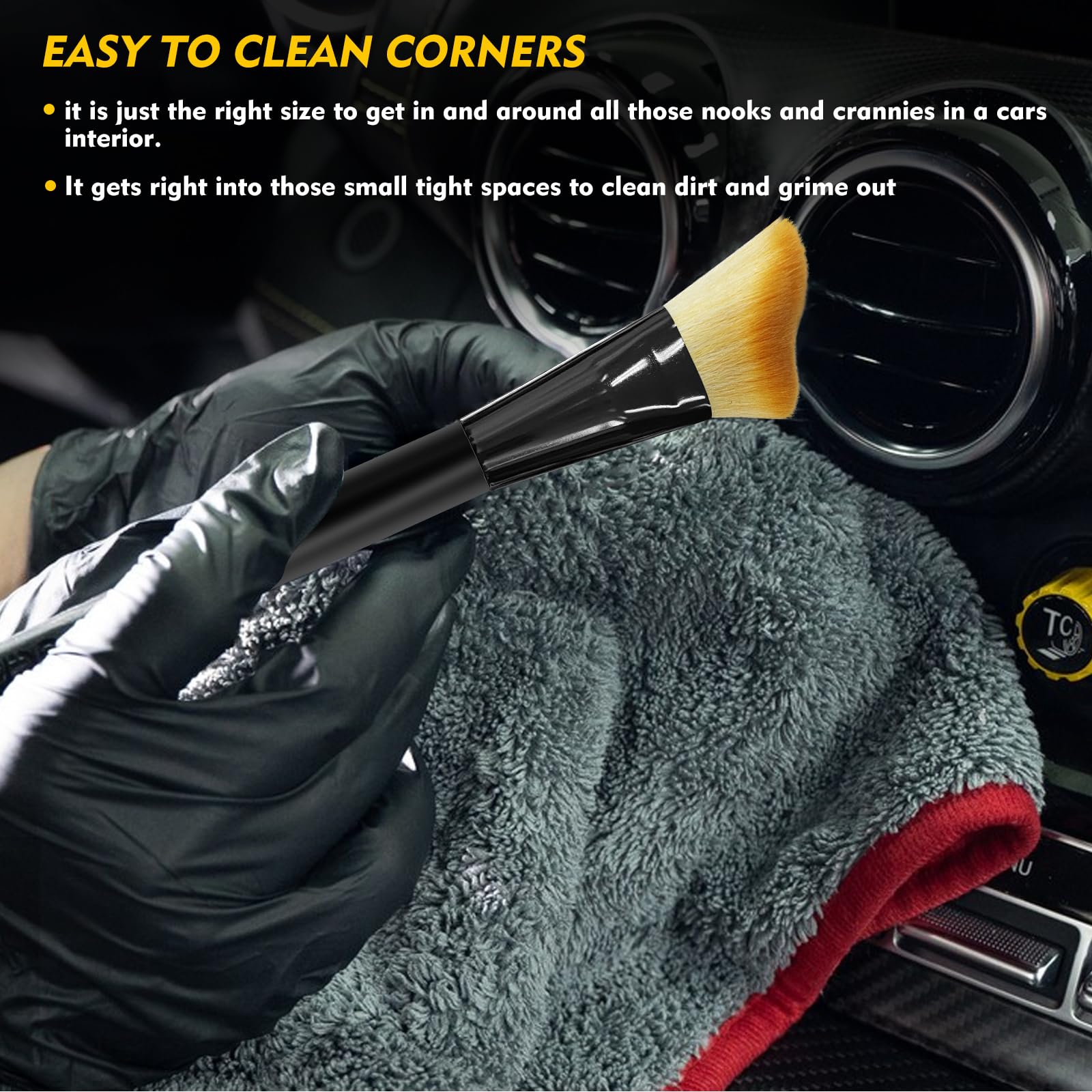 Premium Car Detailing Brush - Ultra Soft Bristles for Gentle Automotive Interior Cleaning | Essential Car Care Accessories for Dashboard, Vents & Hard-to-Reach Areas | Perfect for Car Detailing, Home & Office Use