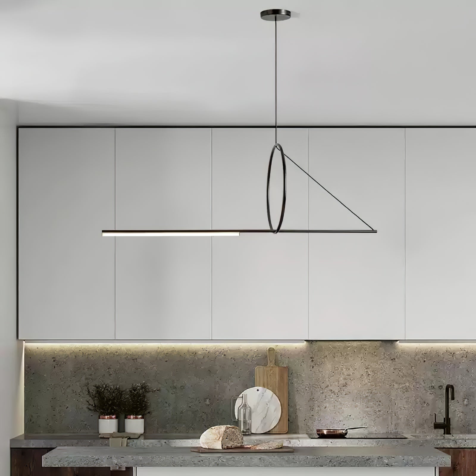 Modern Circle Trait Pendant Light - Minimalist Geometric Ceiling Fixture for Dining Room, Kitchen Island & Living Room Decor