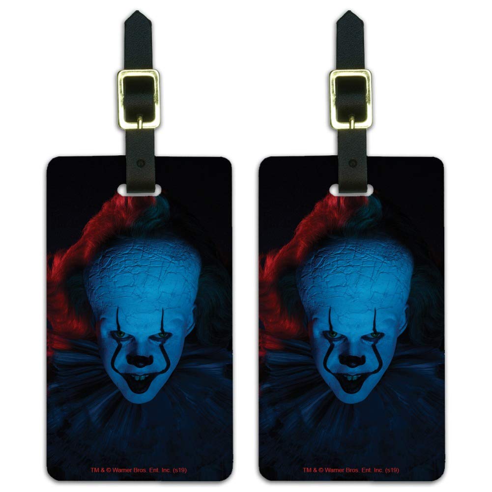 IT Chapter 2 Blue Pennywise Horror Movie Luggage ID Tags - Set of 2 Suitcase Carry-On Cards for Travel Accessories | Perfect for Halloween Cosplay & Horror Fans