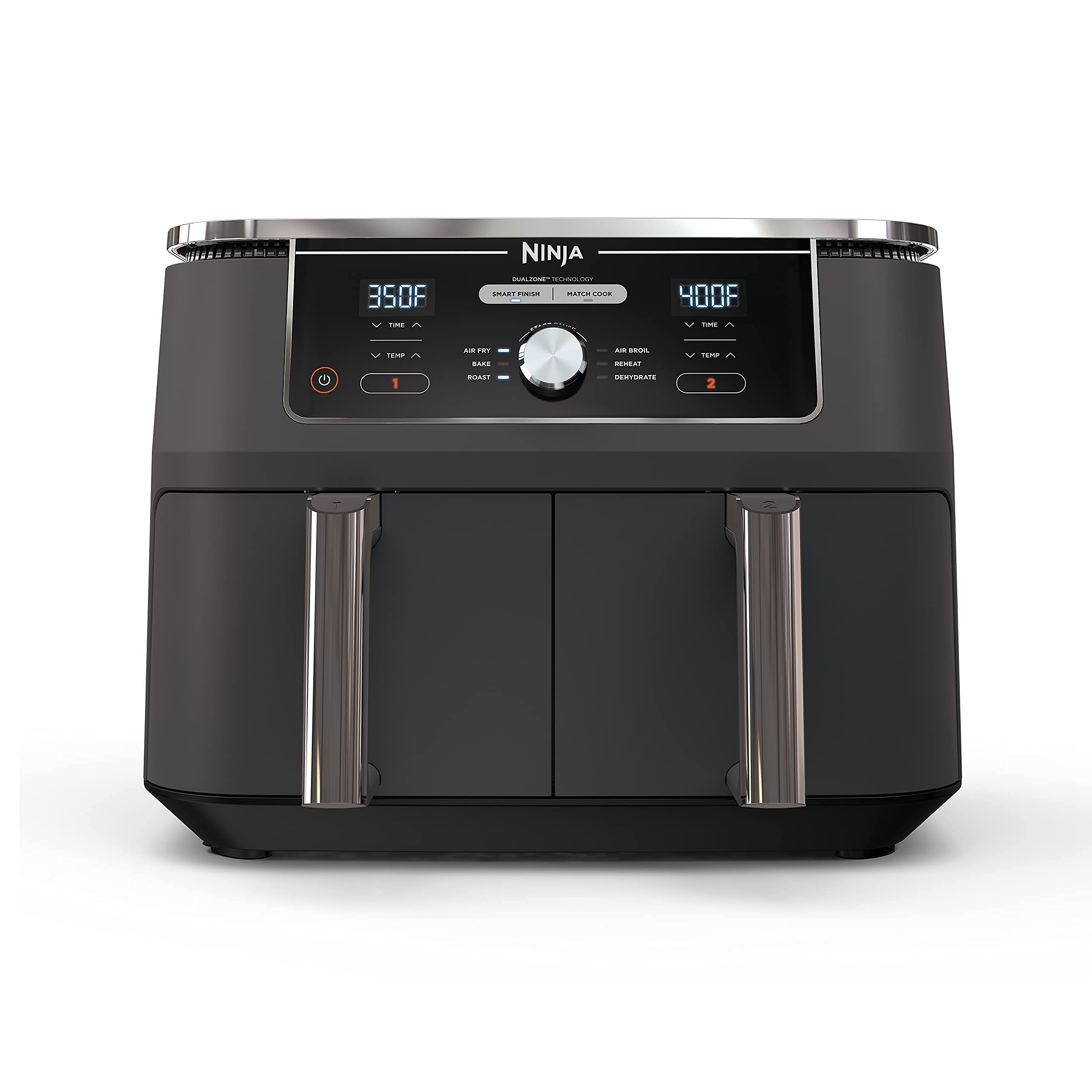 Ninja DZ401 Foodi 10 Quart 6-in-1 DualZone XL 2-Basket Air Fryer with Independent Frying Baskets - Roast, Broil, Dehydrate - Quick & Easy Cooking - Perfect for Family Dinners, Parties & Meal Prep - Grey (Renewed)