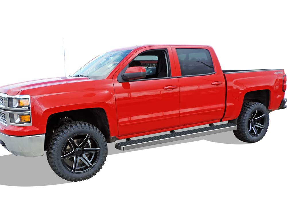 304 Stainless Steel Running Boards for Chevy Silverado & GMC Sierra 1500 (2007-2018) & 2500/3500 HD (2019) - 5in Wheel-to-Wheel Design, Crew Cab 5.5ft Short Bed Compatible (Excludes 07 Classic) - Durable Truck Side Steps for Off-Road & Daily Commute