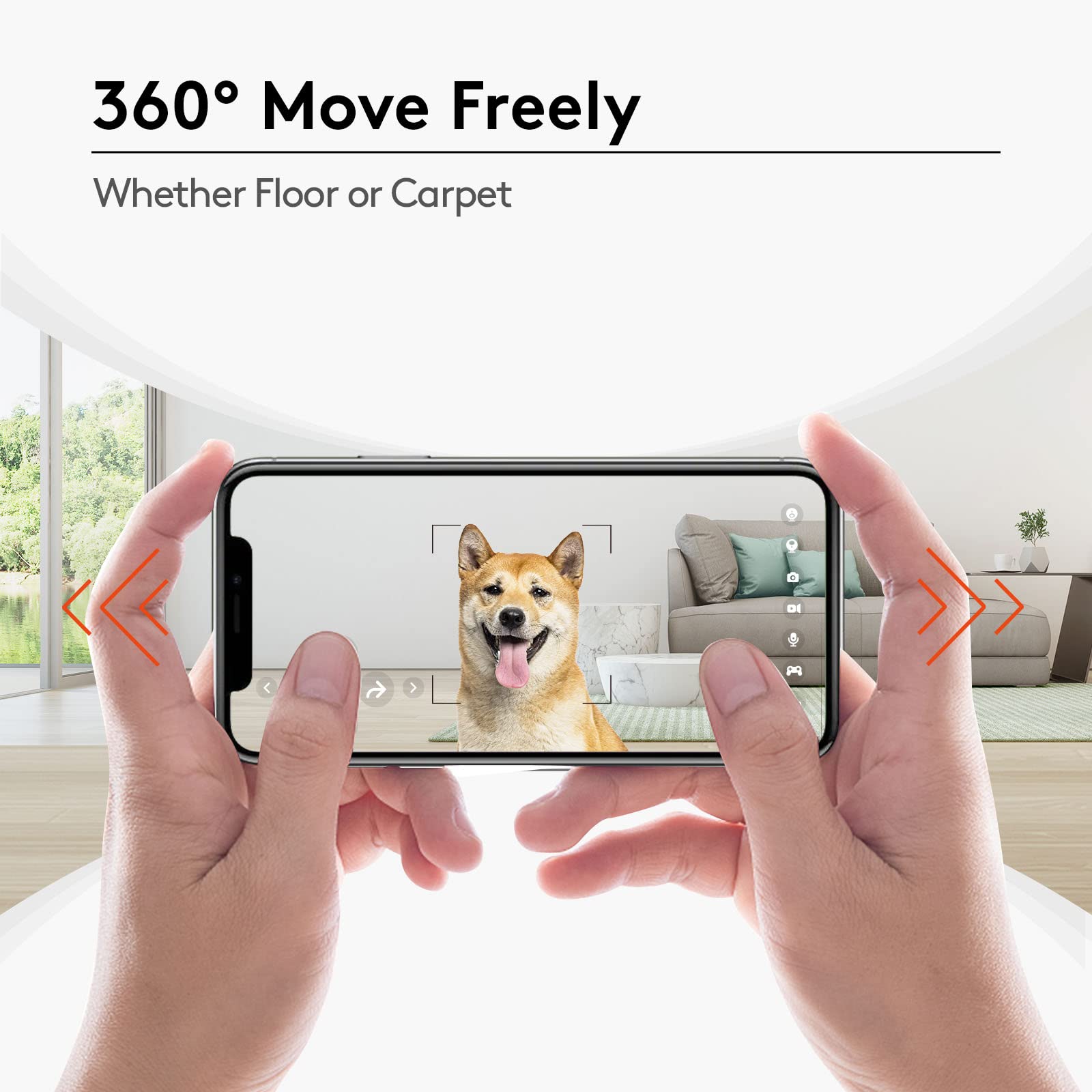 Smart Pet Camera with Phone App - 1080P HD Dog Robot Camera with 360° Rotation, 2-Way Audio & Treat Dispenser - 15-Day Standby for Dogs & Cats - 2.4G WiFi Pet Monitor (Ideal for Home, Office & Travel Pet Care)