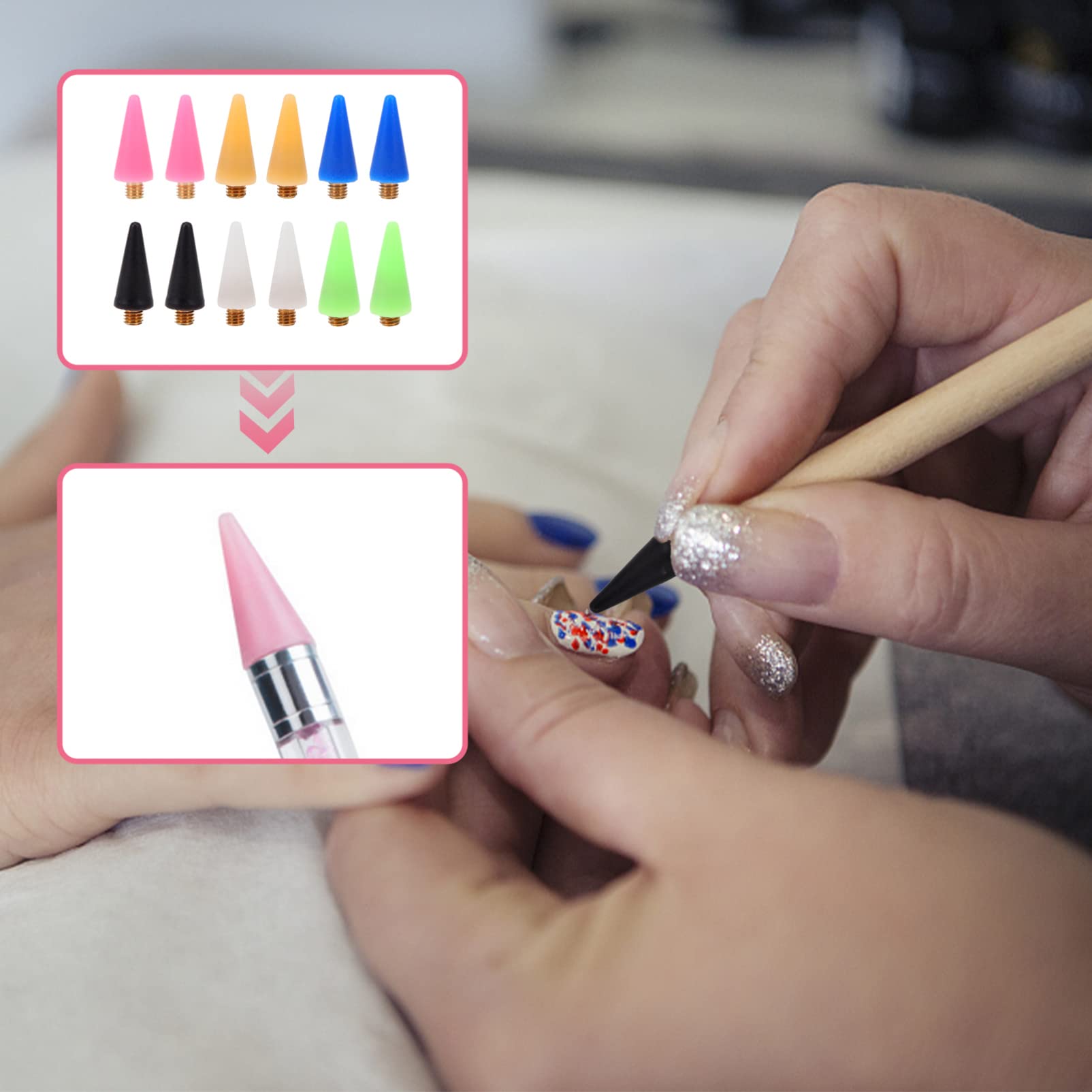 FRCOLOR 24-Piece Wax Replacement Rhinestones Picker Set - Wax Head Rhinestone Pen with Wax Tips & Replacement Heads - Professional Nail Art Tools for Manicure & Gemstone Application - Perfect for Salon, Home Nail Care & DIY Beauty Projects