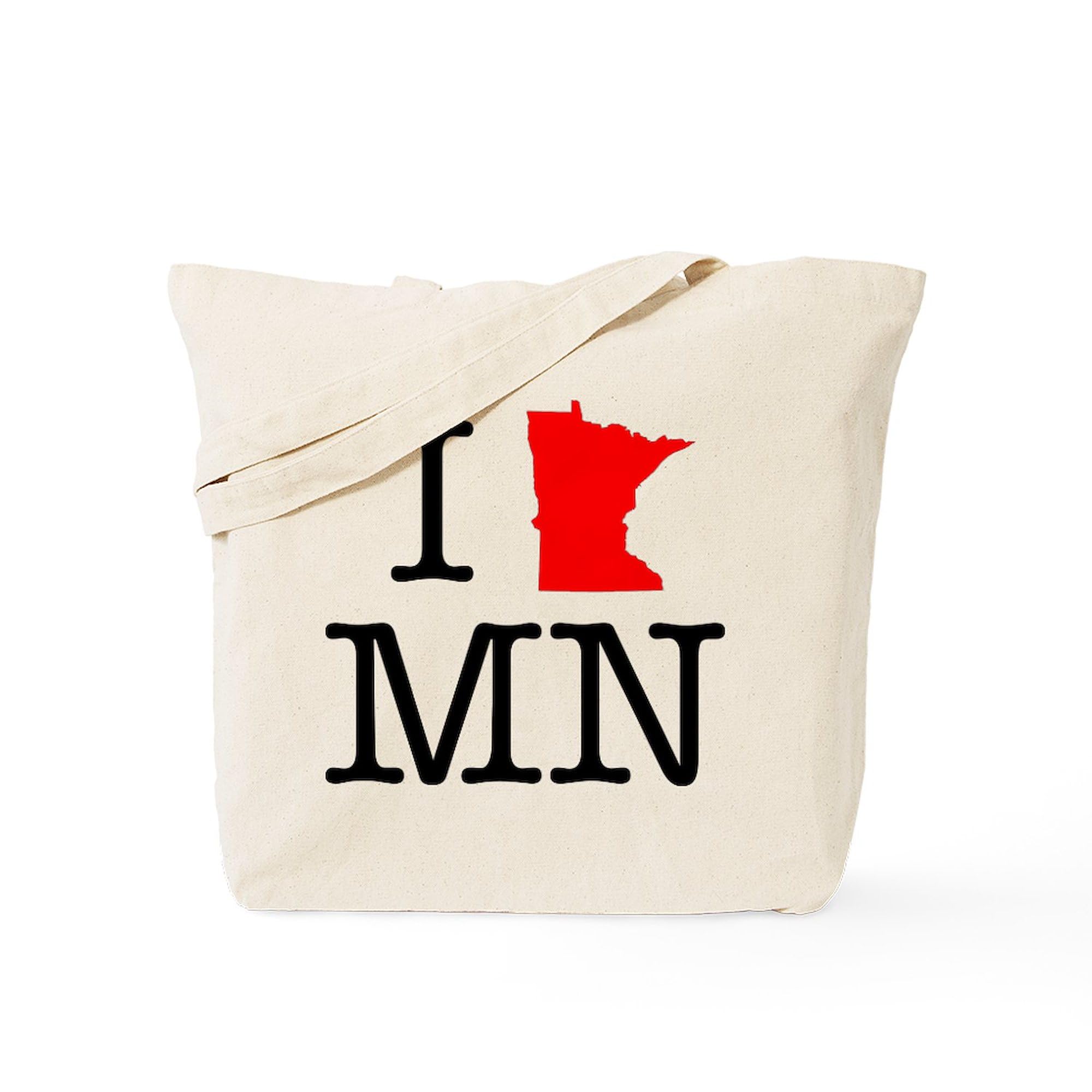 I Love MN Minnesota Tote Bag - Natural Canvas Reusable Shopping Bag for Groceries, Beach & Everyday Use