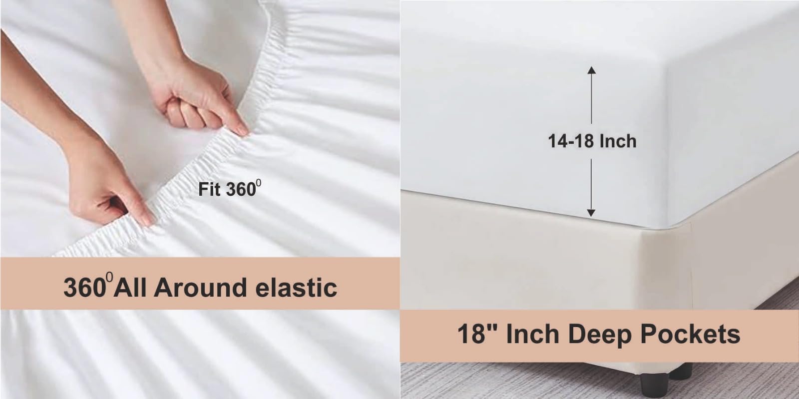 Luxury 1000 Thread Count 100% Egyptian Cotton Queen Sheet Set - 4 Piece White Bedding with 18