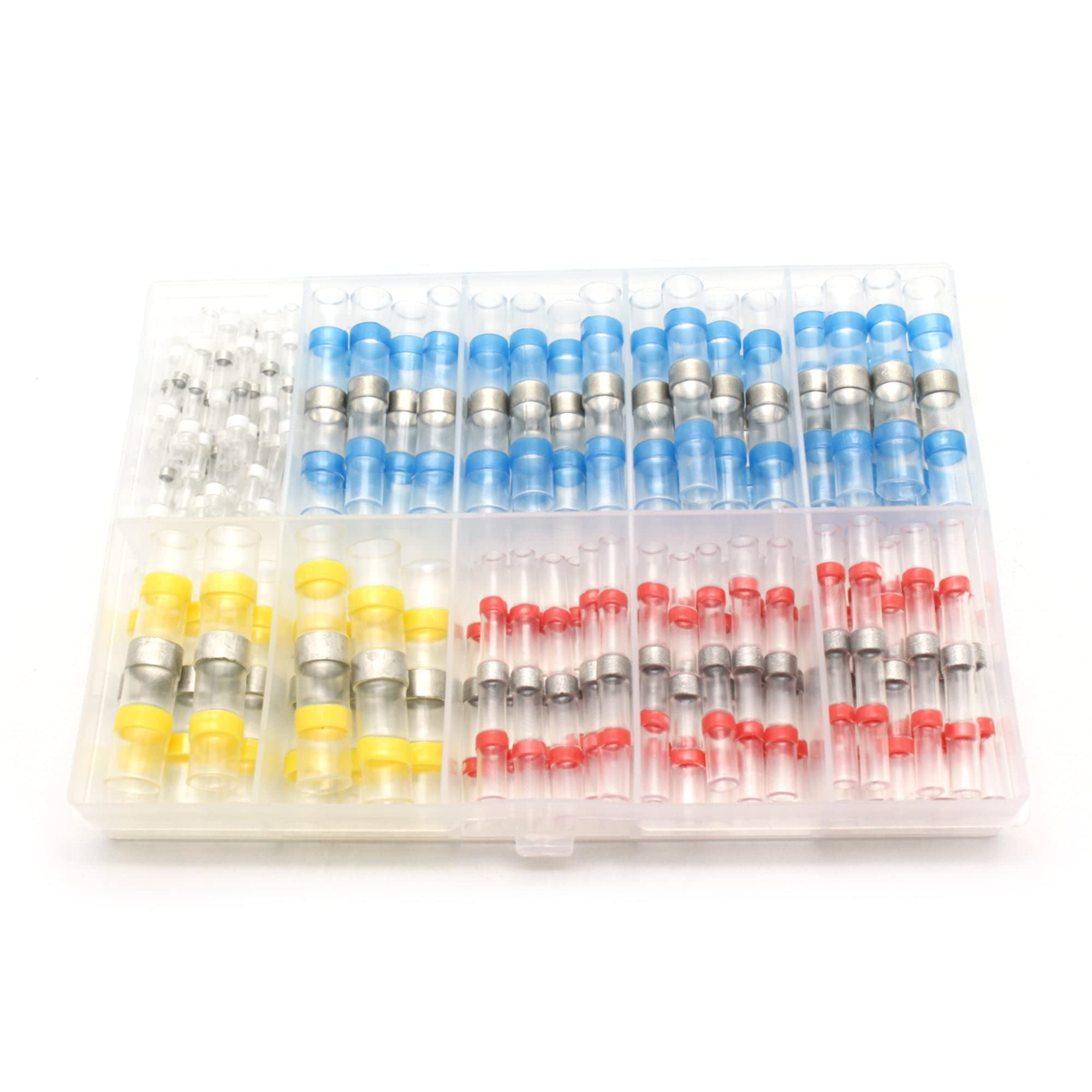 TMAX 100-Piece Solder Seal Wire Connectors Kit - Heat Shrink Butt Connectors with Solder Sleeve for Automotive & Marine Wiring - Waterproof Insulated Electrical Wire Terminals for DIY, Home & Boat Electrical Repairs