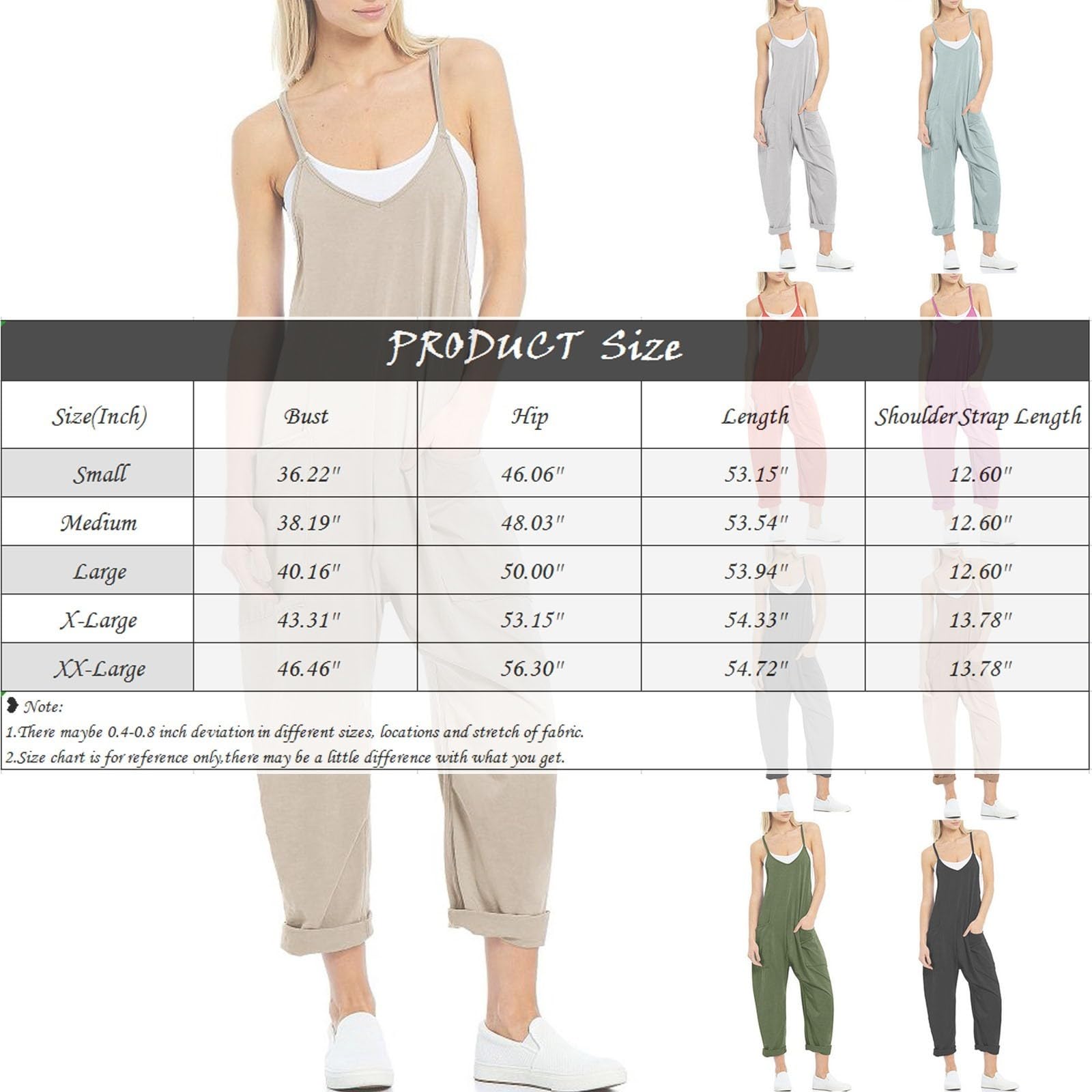 Women's Summer Jumpsuit - Sleeveless Casual Romper with Spaghetti Straps & Pockets | Beach Vacation Outfit, Weekend Wear, Summer Fashion