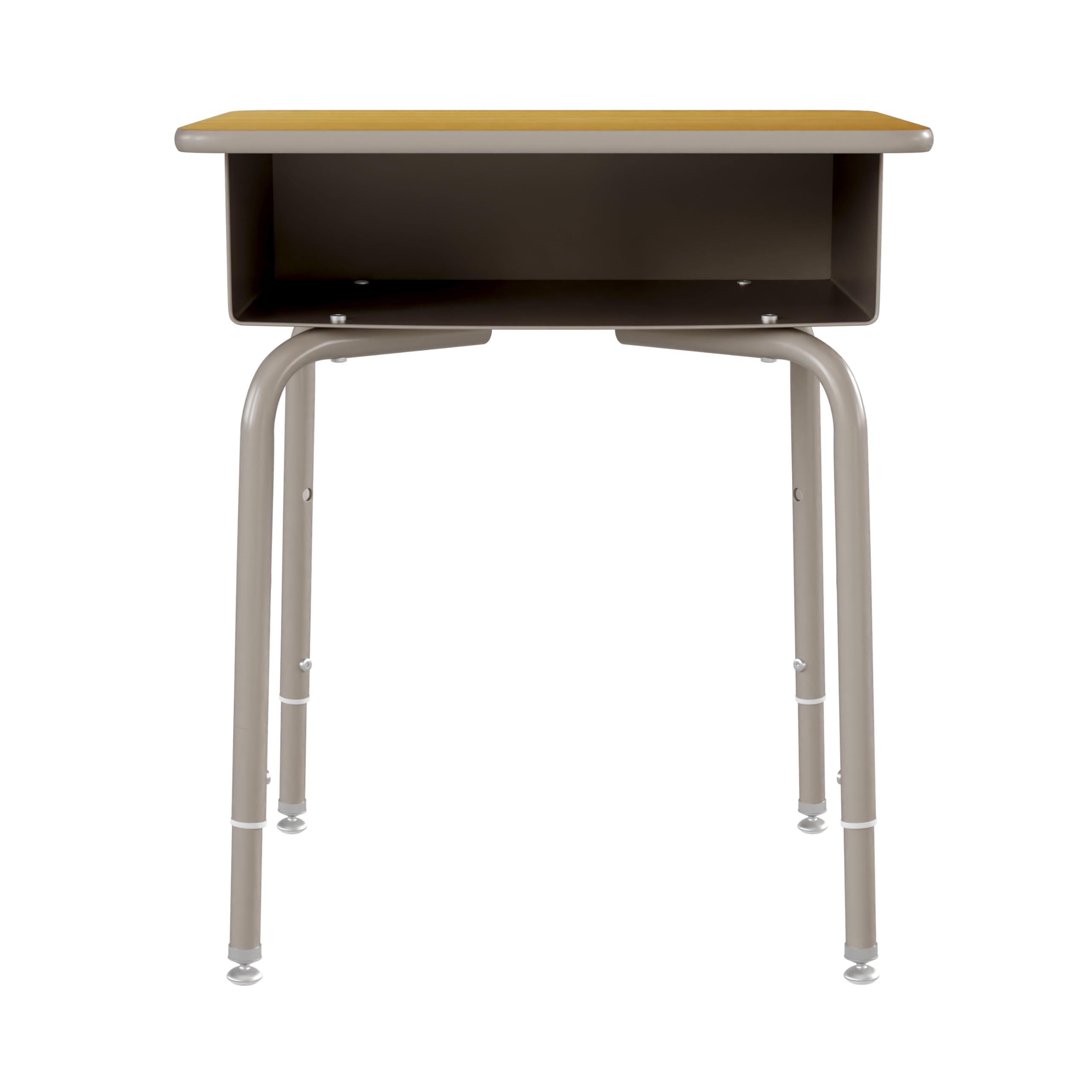 Maple Open Front Student Desk with Silver Metal Frame - 24