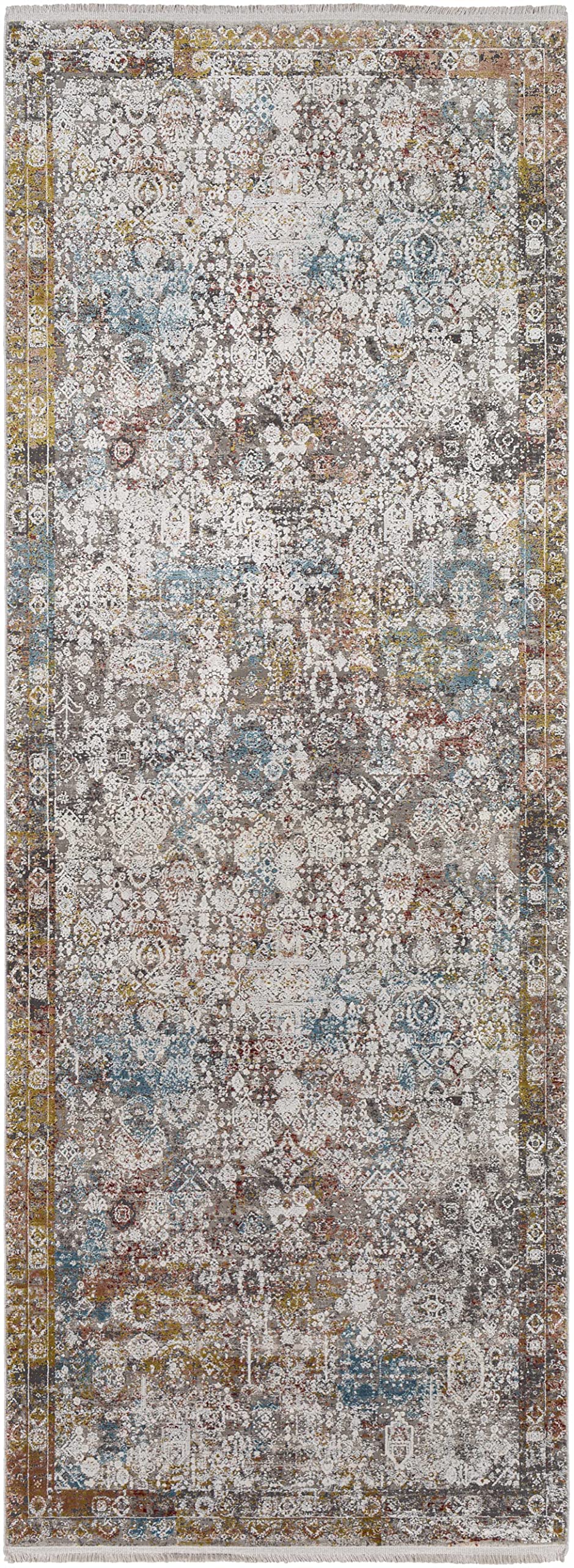 Hauteloom Witheridge Modern Hallway & Kitchen Runner Rug - Blue, Pink, Gray - 3' x 8' - Non-Slip Washable Rug for Entryway, Dining Room, Bathroom Decor