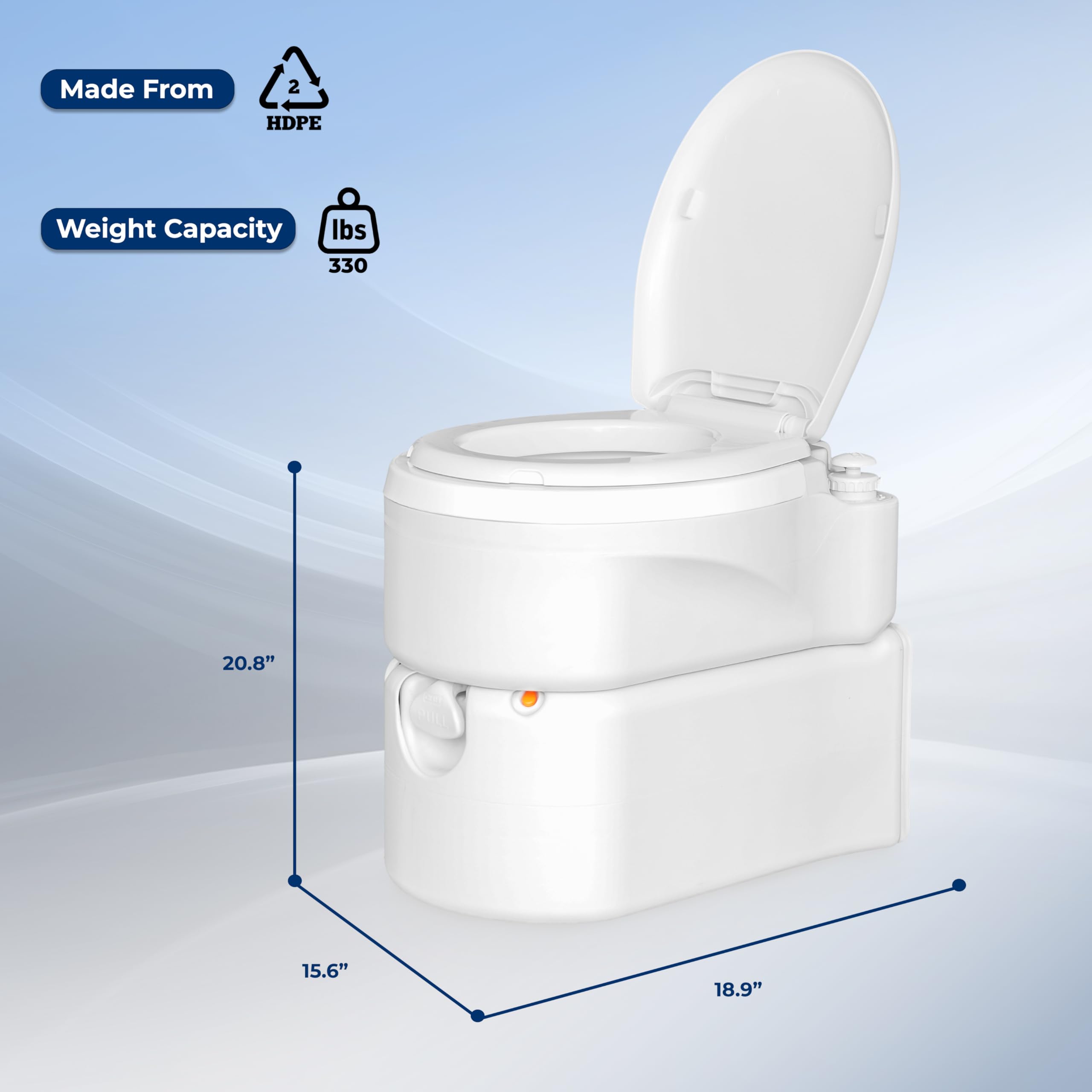SereneLife Outdoor Portable RV Toilet - Compact Travel Toilet for Camping & Road Trips, Home-Like Comfort with Ergonomic Seat, XL 4.5 Gallon Waste Tank, Air Release Vent & Button Flush System, Durable & Easy-to-Clean - Perfect for RV, Van Life, Boating & Emergency Use