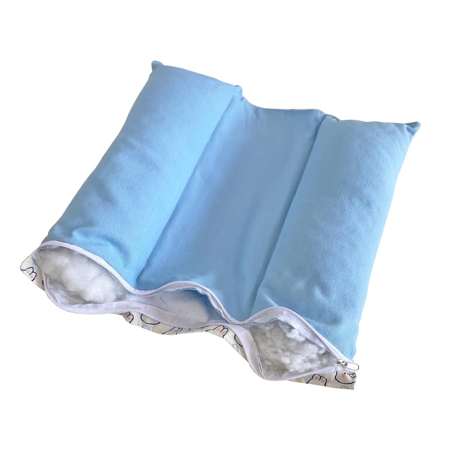 Soft Flannel Rabbit Bunny Lounger Pillow with Cooling Mat - Cozy Cuddle Cushion Bed for Small Pets - Perfect for Indoor Relaxation & Nap Time