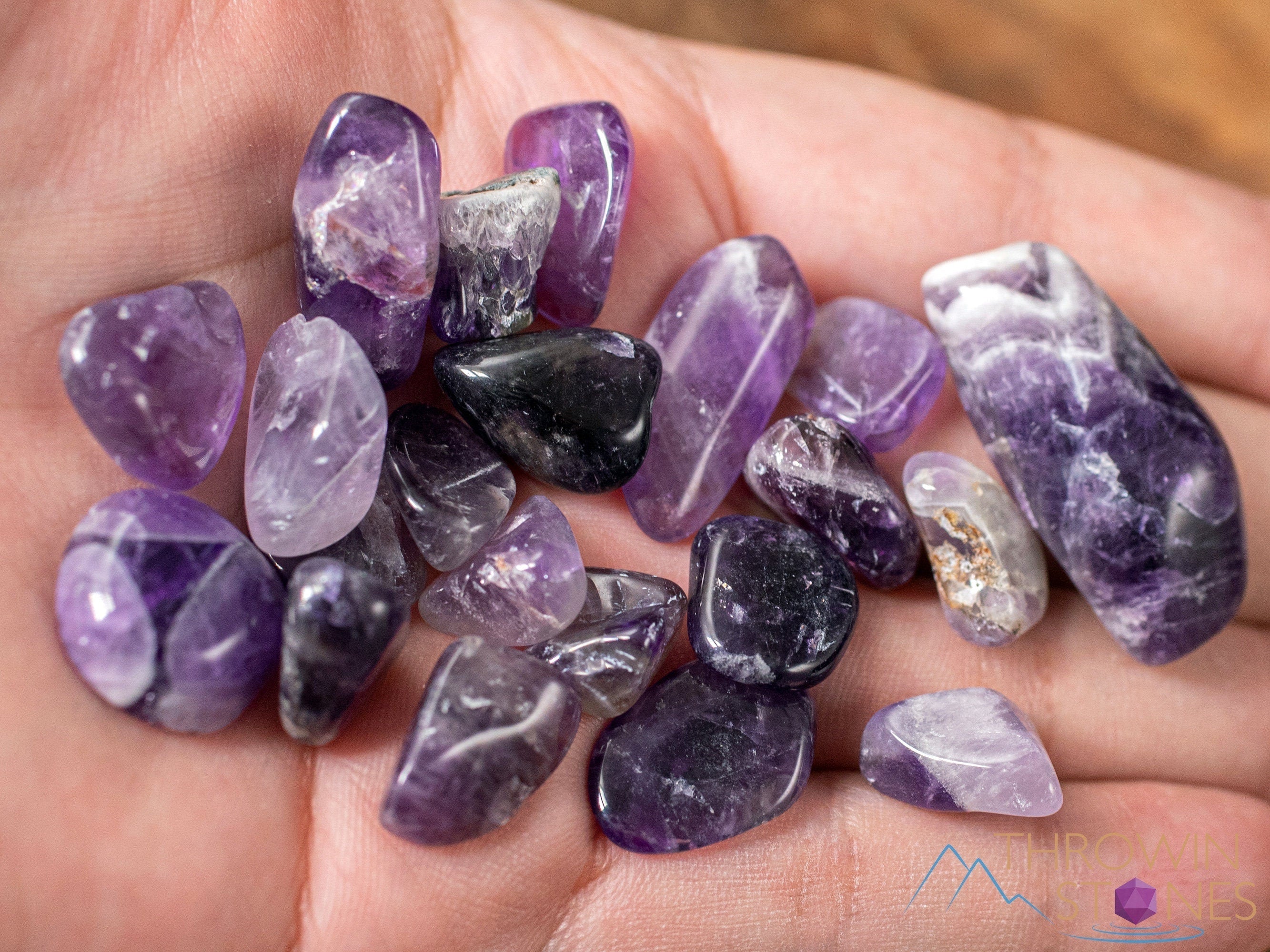 Chevron Amethyst & Smoky Quartz Crystal Chips - Small Tumbled Gemstones for Jewelry Making, Birthstone Gifts, Healing Crystals | DIY Crafts, Meditation, Home Decor