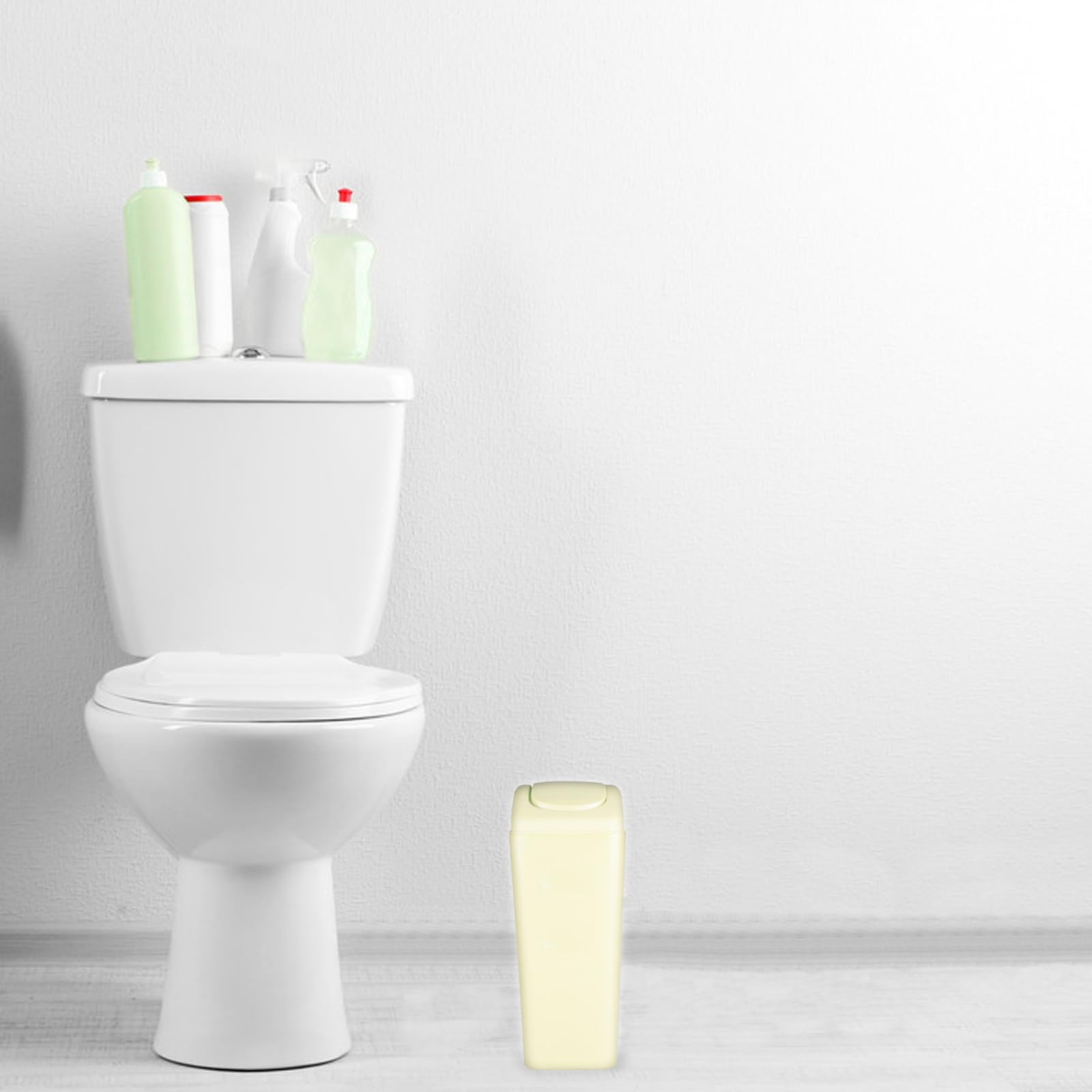 12L Plastic Trash Can with Lid - Small Waste Bin for Office, Bathroom & Bedroom