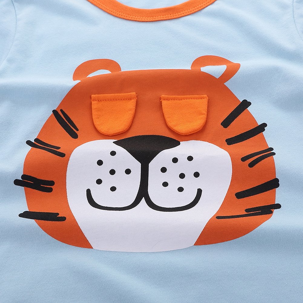 Trendy Boys Adorable Cartoon Lion Graphic Embroidered Stylish T-Shirt | Cute Casual Cotton Tee for Kids | Perfect for School, Playdates & Family Outings