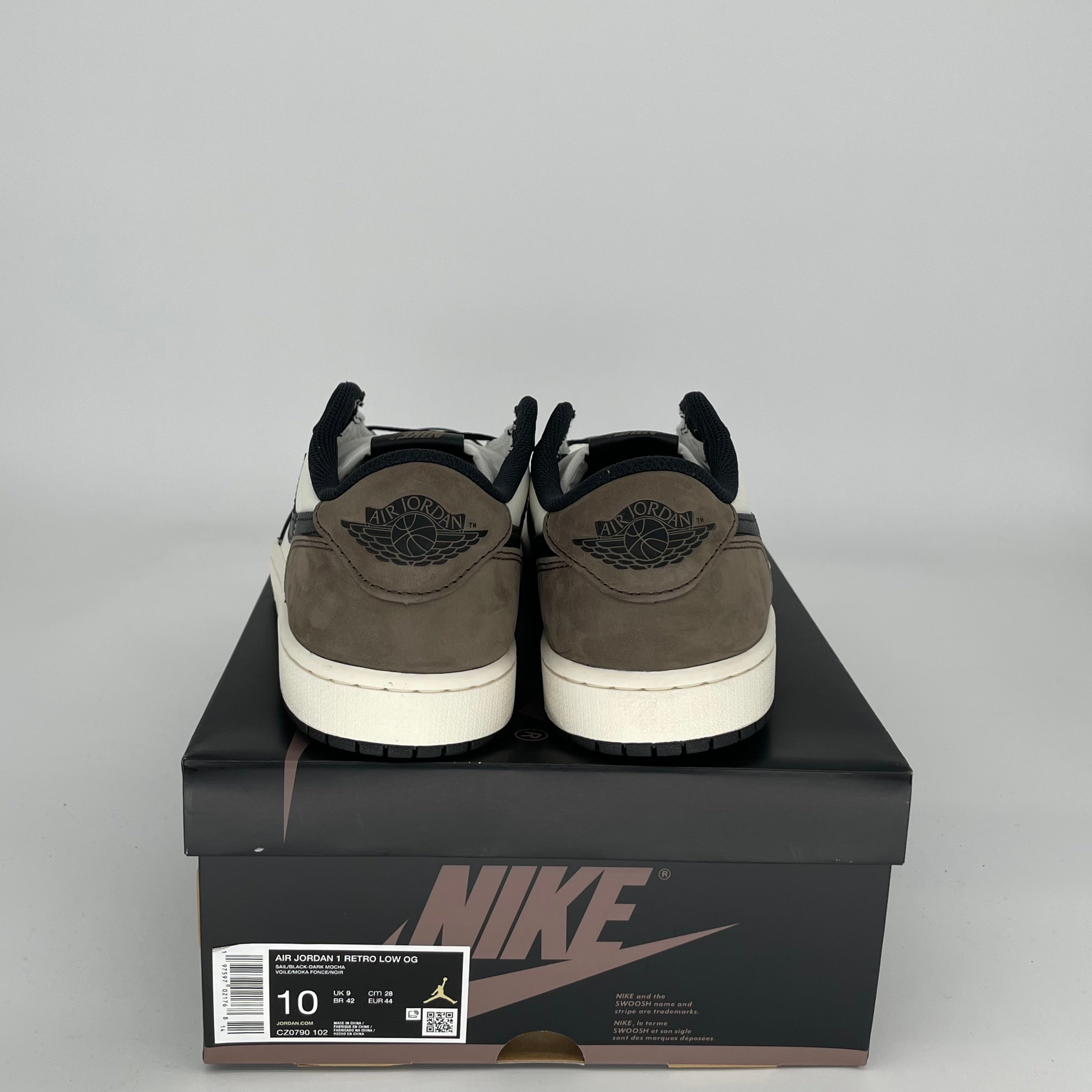 AIR JORDAN 1 LOW MOCHA Sneakers - Men's Size 10 (CZ0790-102) - Retro Basketball Shoes for Casual Wear & Street Style