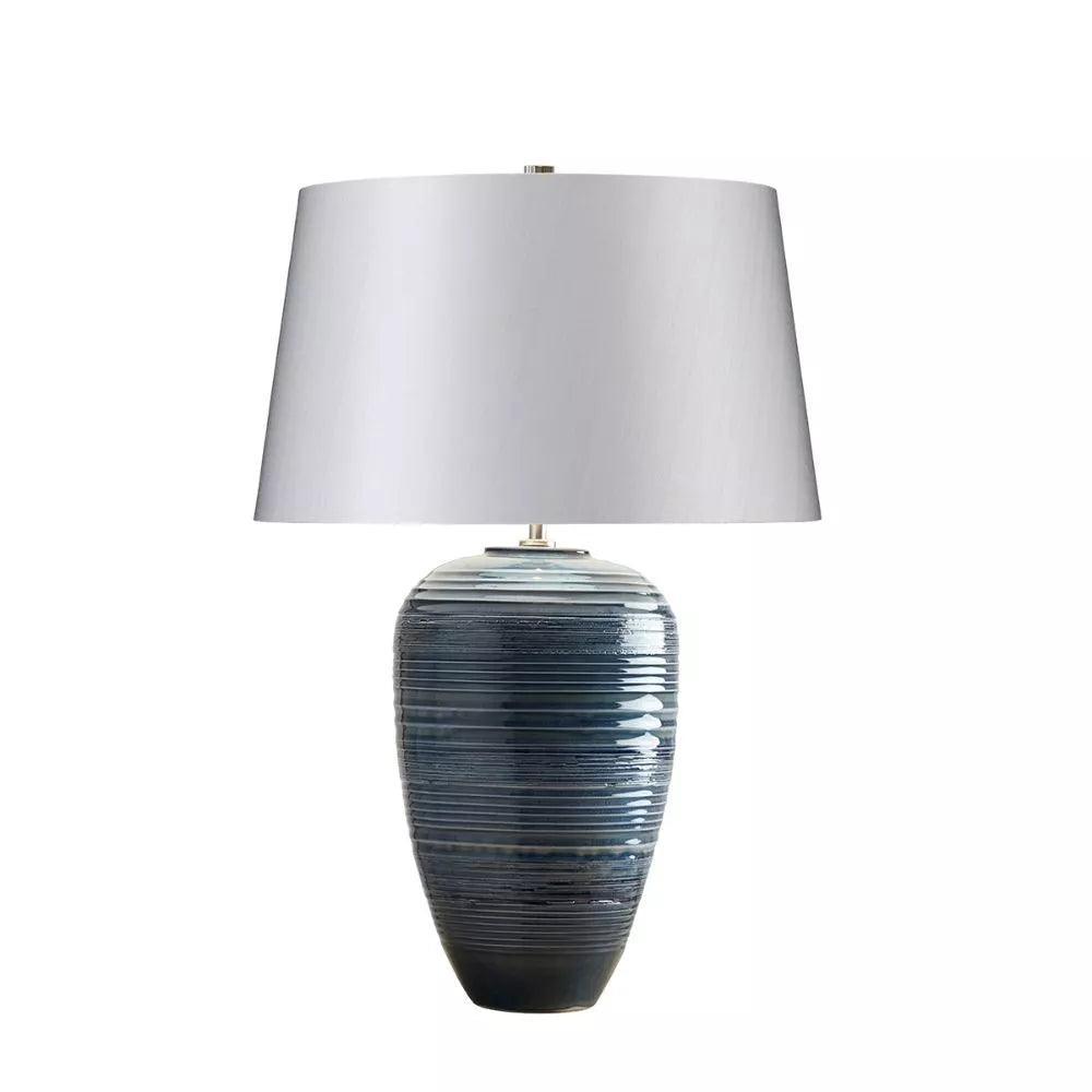 Poseidon Blue Ceramic Table Lamp - Modern Home Decor for Living Room, Bedroom & Office - Elegant Lighting for Relaxation & Reading