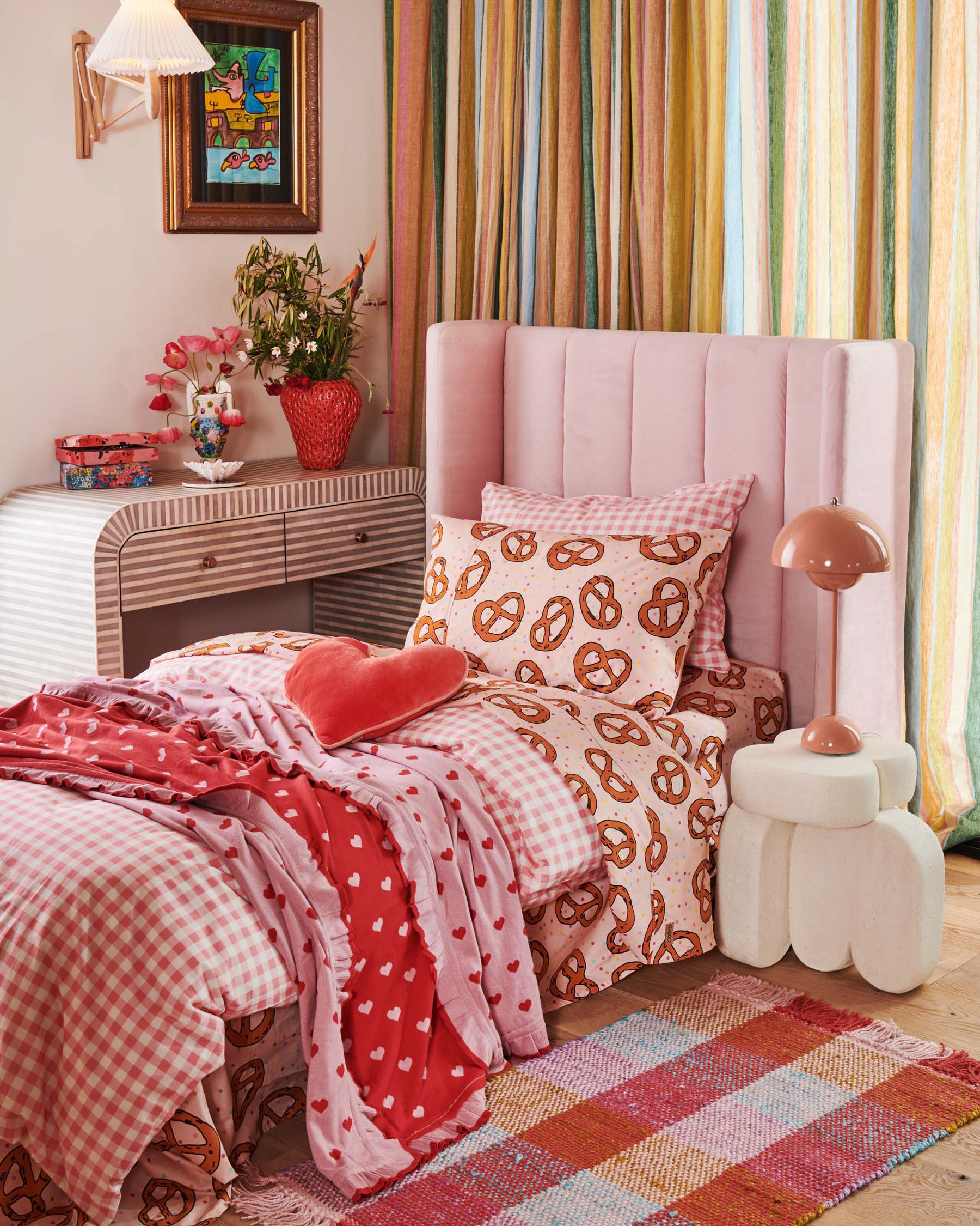 Gingham Candy Organic Cotton Quilt Cover Set - Soft & Breathable Bedding for All Seasons - Perfect for Master Bedroom, Guest Room & Dorm Decor (US)