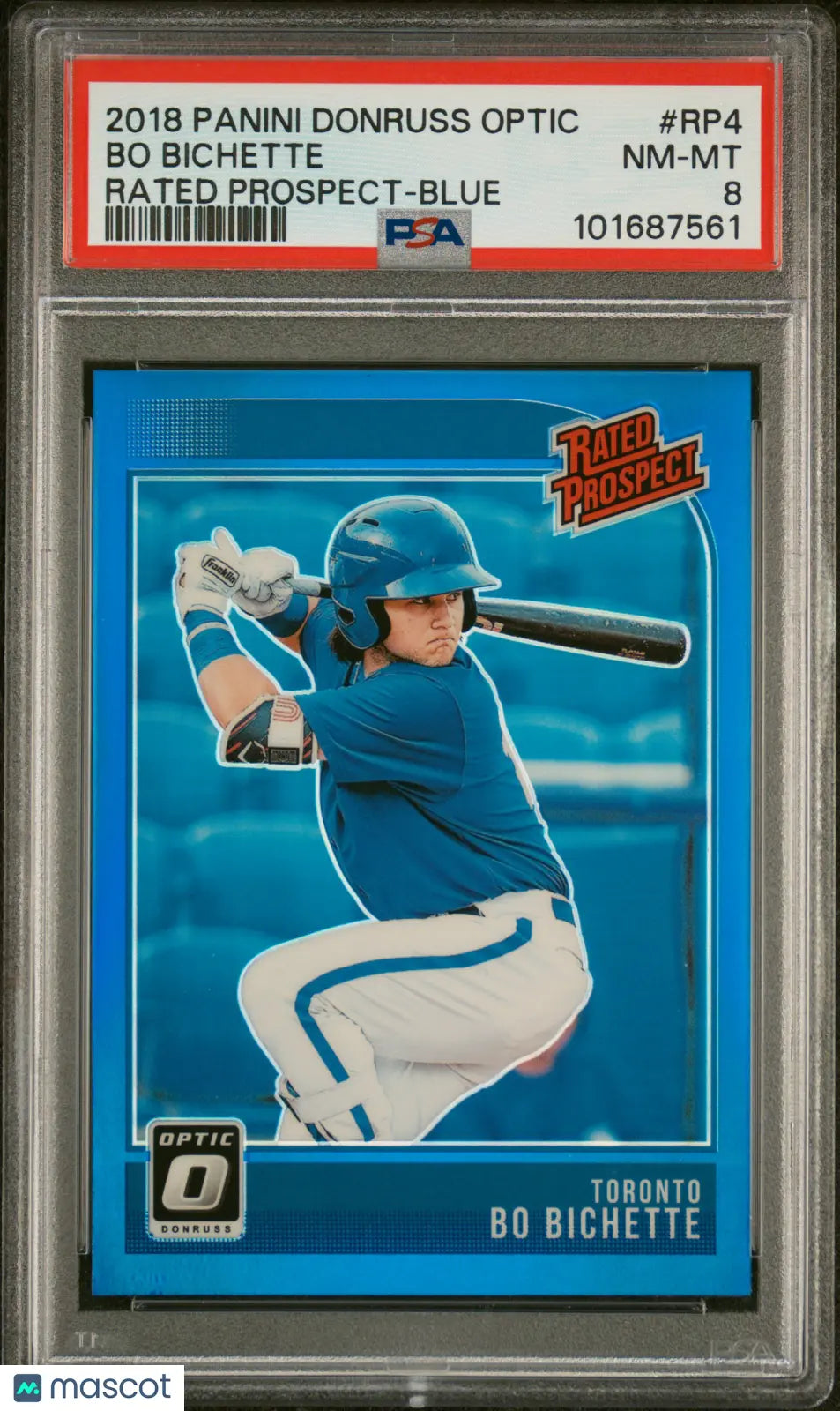 2018 Panini Donruss Optic Rated Prospect Bo Bichette Blue PSA 8 /149 Baseball Card - Rare Collectible for Sports Memorabilia & Investment - Perfect for Display, Trading, and Card Collections