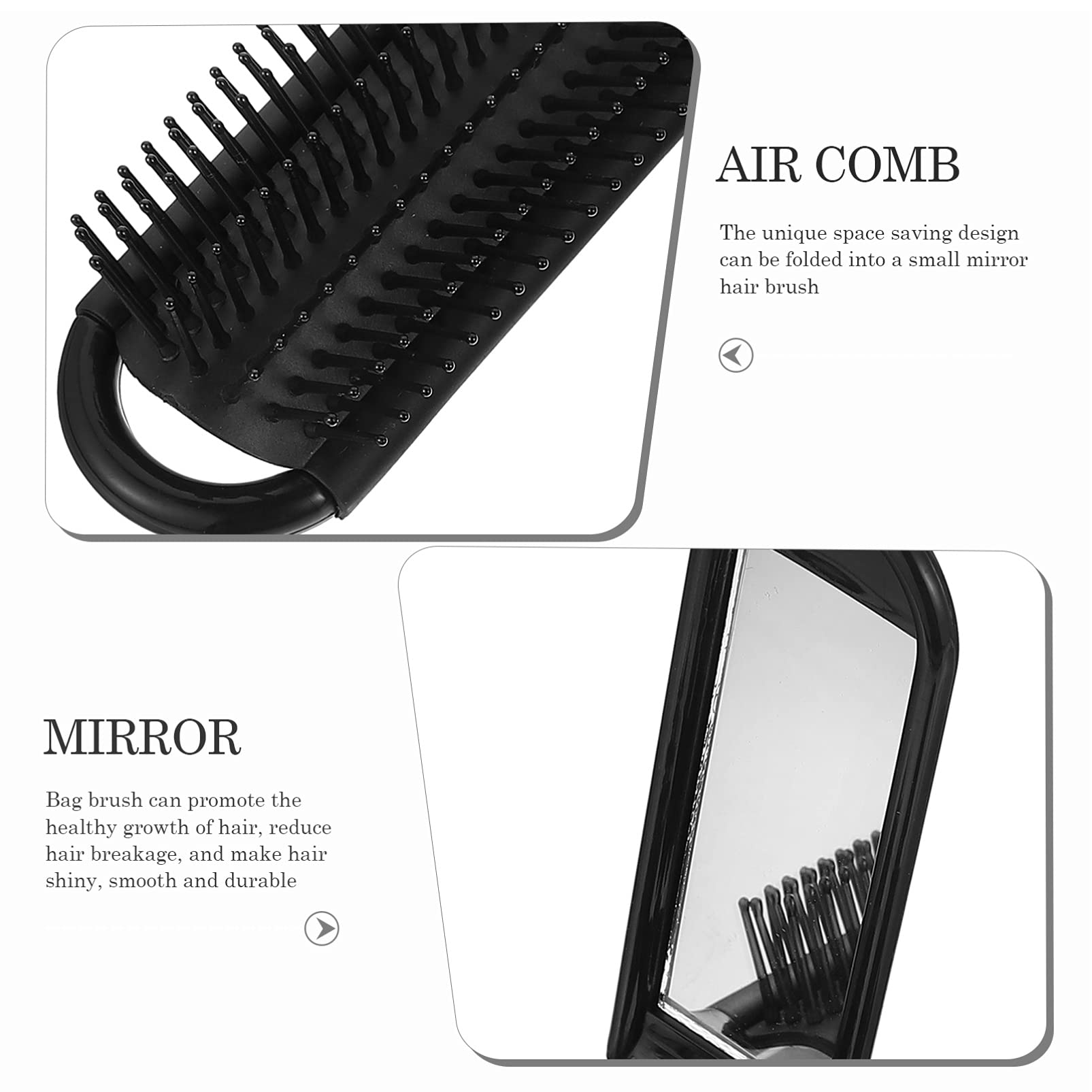 EXCEART 5pcs Foldable Comb with Mirror - Travel Hair Brush for Women & Beard Care - Compact for On-the-Go Styling