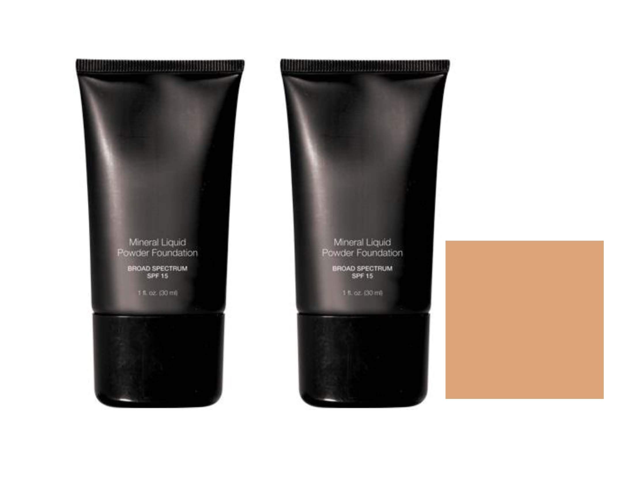 Mineral Liquid Powder Foundation SPF 15 - Natural Beige Shade, Oil-Free & Broad Spectrum Protection (2-Pack) | Perfect for Daily Wear & Natural Makeup Looks