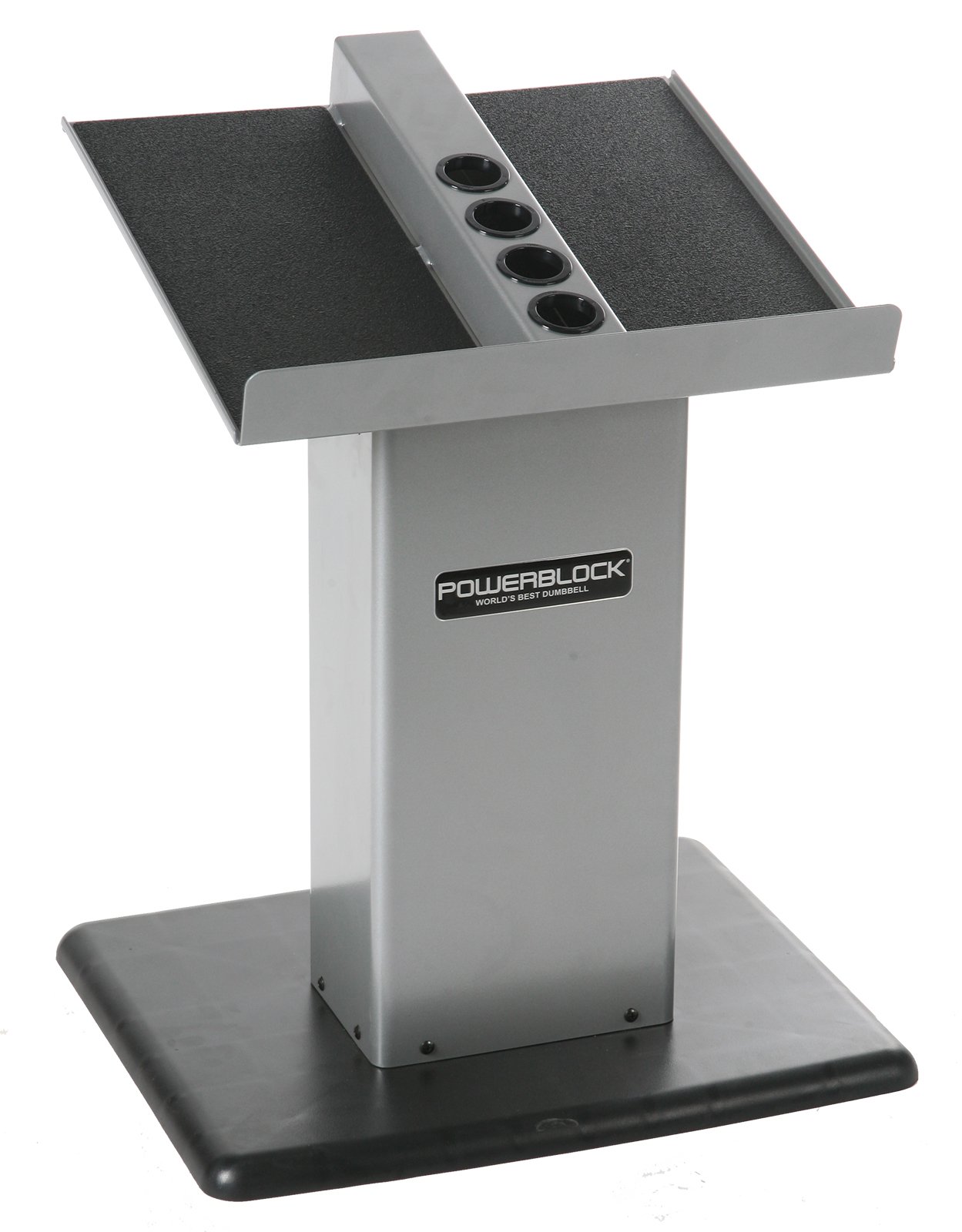 PowerBlock Large Column Stand - Heavy Duty Dumbbell Rack & Weight Storage for Home Gym - Silver/Black - Perfect for Garage Workouts & Strength Training Equipment Organization