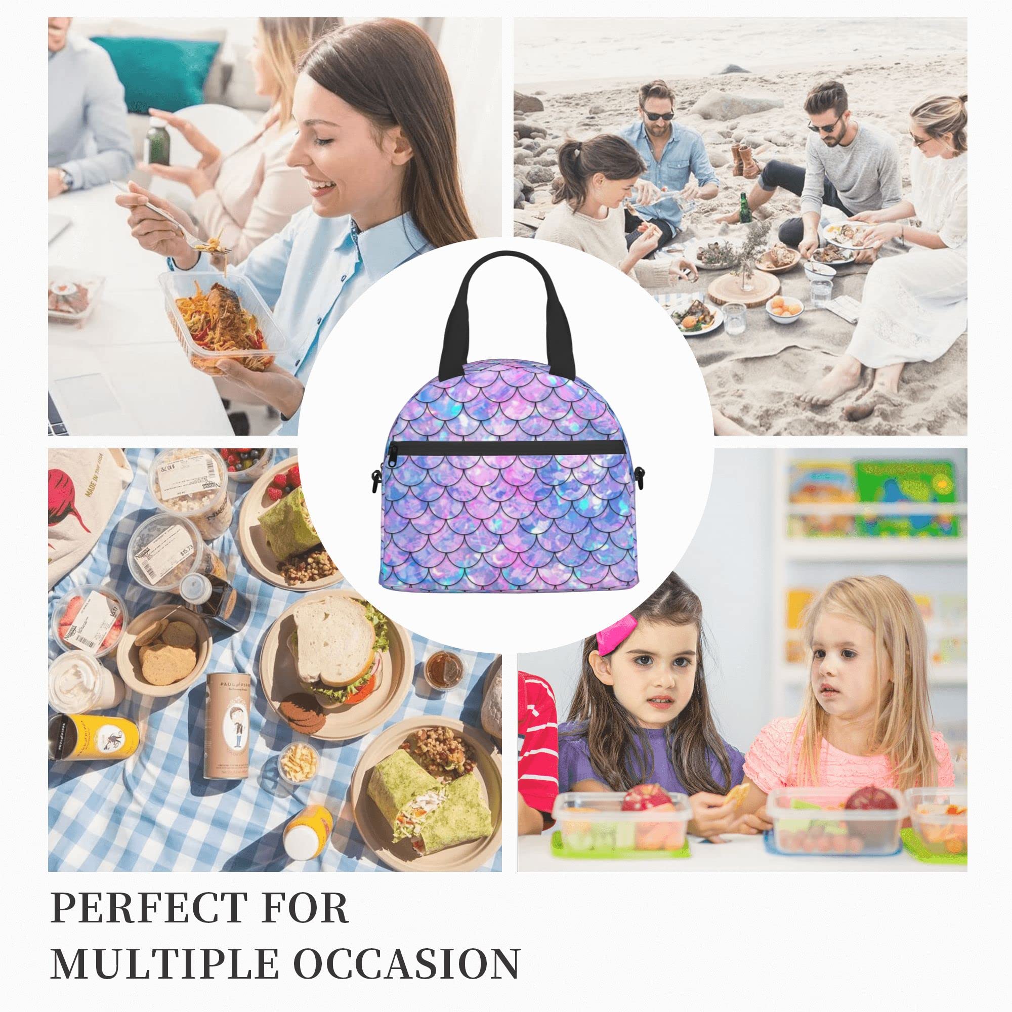 Mermaid Insulated Lunch Box for Kids - Reusable Cooler Bag with Shoulder Strap for School, Office, Picnic & Travel | BPA-Free Thermal Lunch Tote for Boys & Girls | Perfect for School Lunches, Beach Trips & Daily Commute