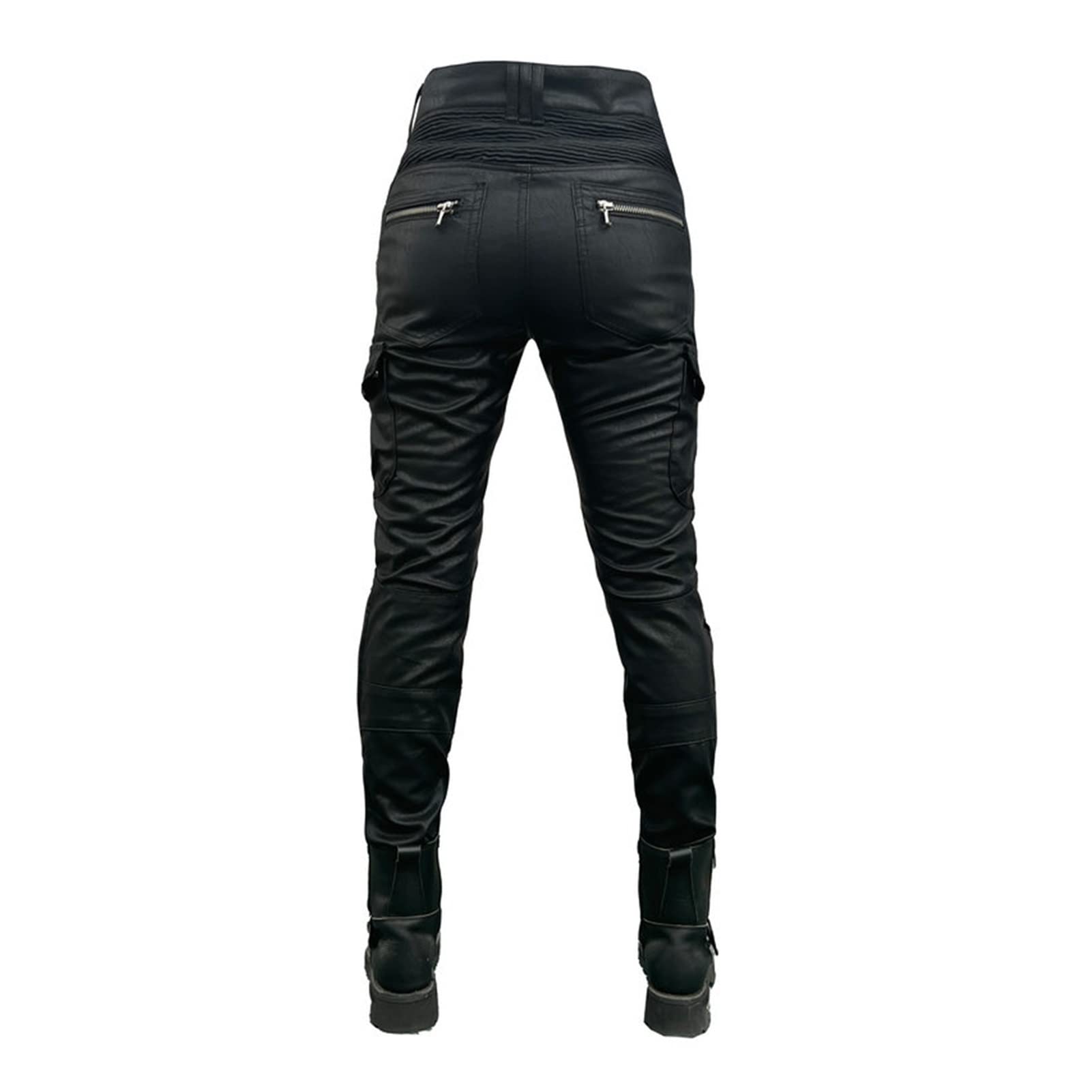 Women's Waterproof Leather Motorcycle Pants - All-Weather Dirt Bike Riding Gear with Boot Tuck Design (Black, Medium) | Perfect for Off-Road Adventures & Commuting