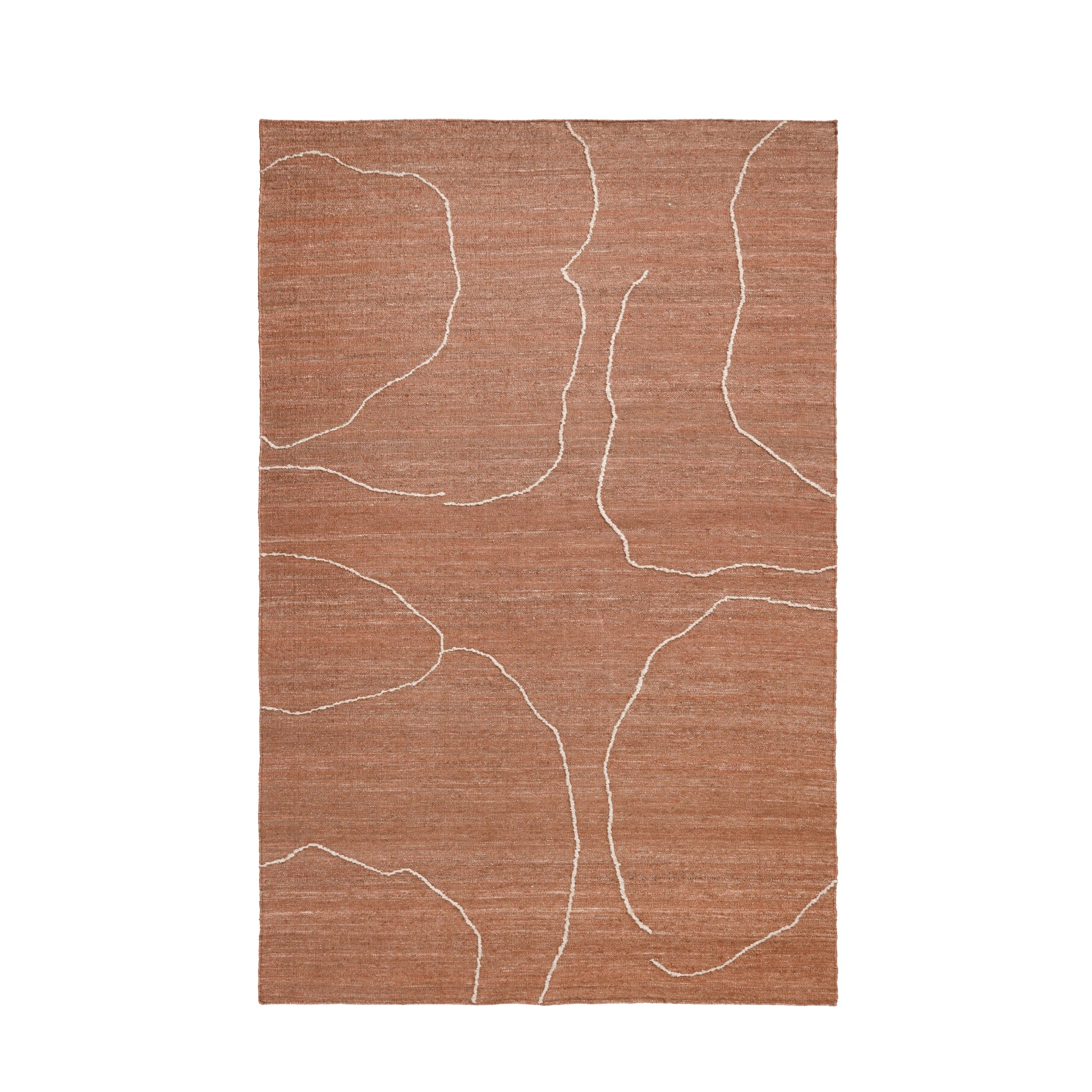 FERM LIVING Gesso Jute Rug 200x300cm - Natural Terracotta & Off White Handwoven Area Rug for Living Room, Bedroom & Boho Home Decor