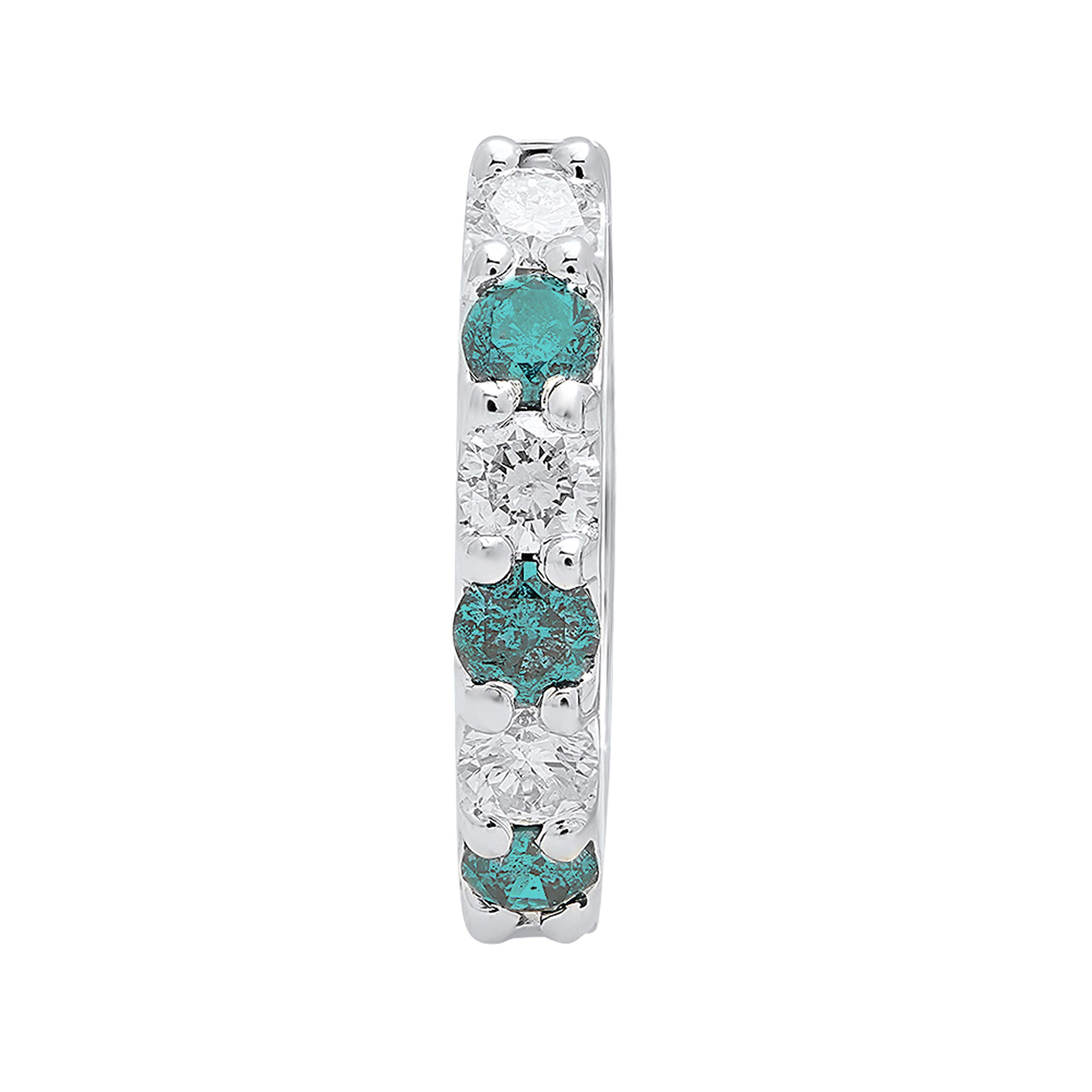 Dazzlingrock Collection 0.25 Carat (ctw) Round White & Blue Diamond Hoop Earrings for Women - 1/4 CT Fine Jewelry - Elegant Dainty Design for Everyday Wear, Parties & Special Occasions