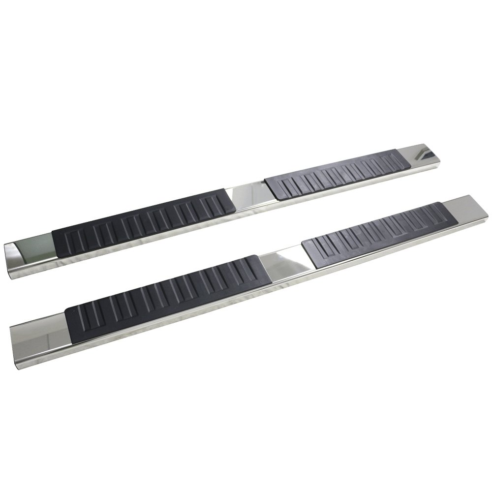 IKON MOTORSPORTS 6-Inch Chrome Running Boards Nerf Bars - Compatible with 2007-2018 Chevy Silverado 1500 & GMC Sierra 1500 Crew Cab, 2007-2019 Chevy Silverado 2500HD/3500HD - Durable Step Bars for Easy Truck Access & Off-Road Protection
