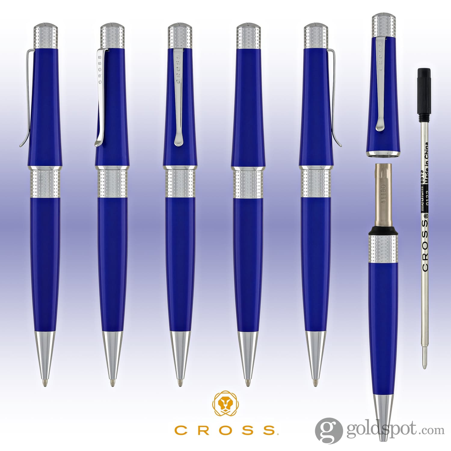 Premium Cross Beverly Ballpoint Pen - Dark Blue Ink, Smooth Writing, Elegant Design for Office, School & Gift Giving