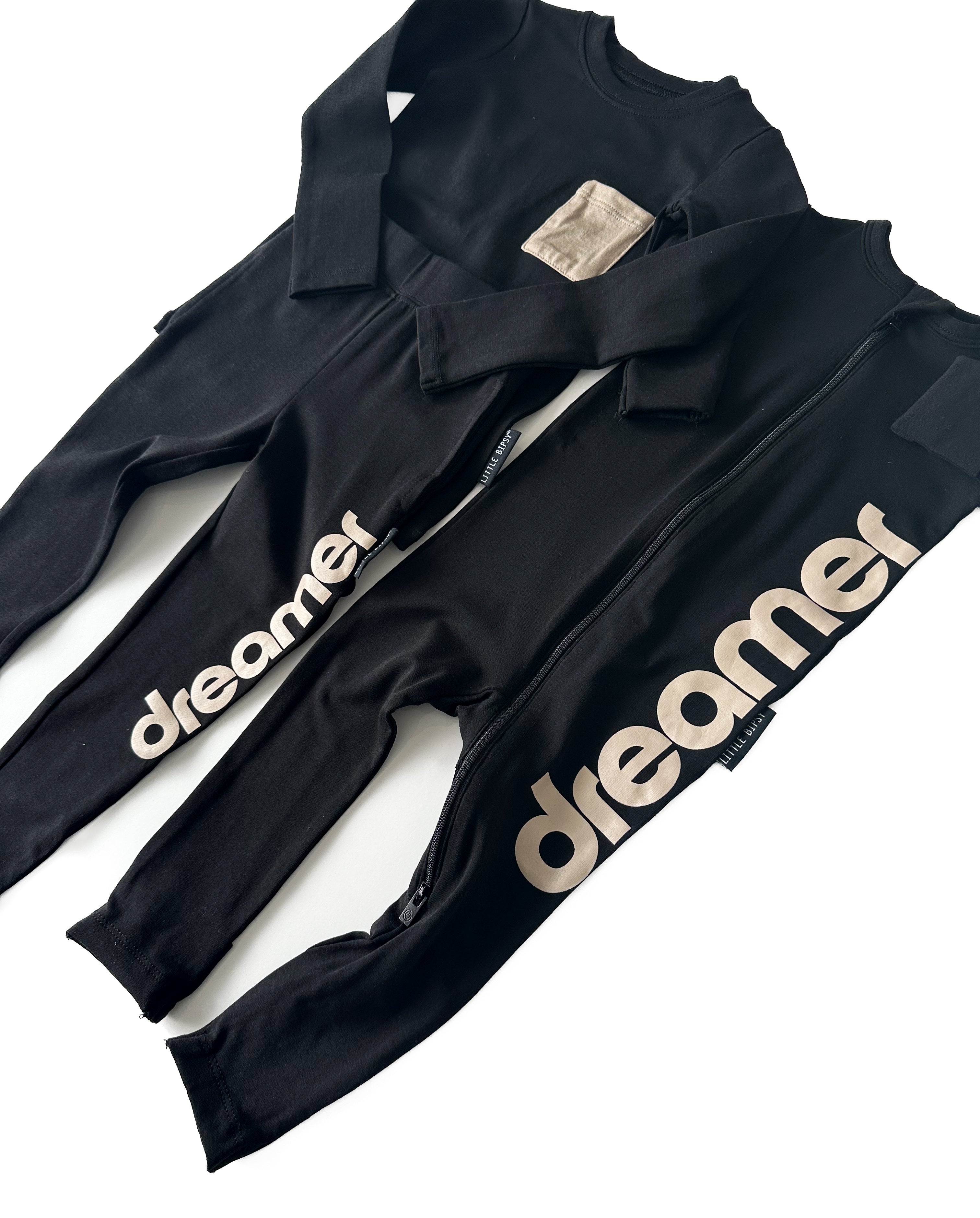 LB x Baby Breez Long Sleeve Dreamer 2-Piece Pajama Set - Black | Soft Cotton Sleepwear for Toddlers & Kids | Perfect for Bedtime, Lounging & Family Matching Outfits