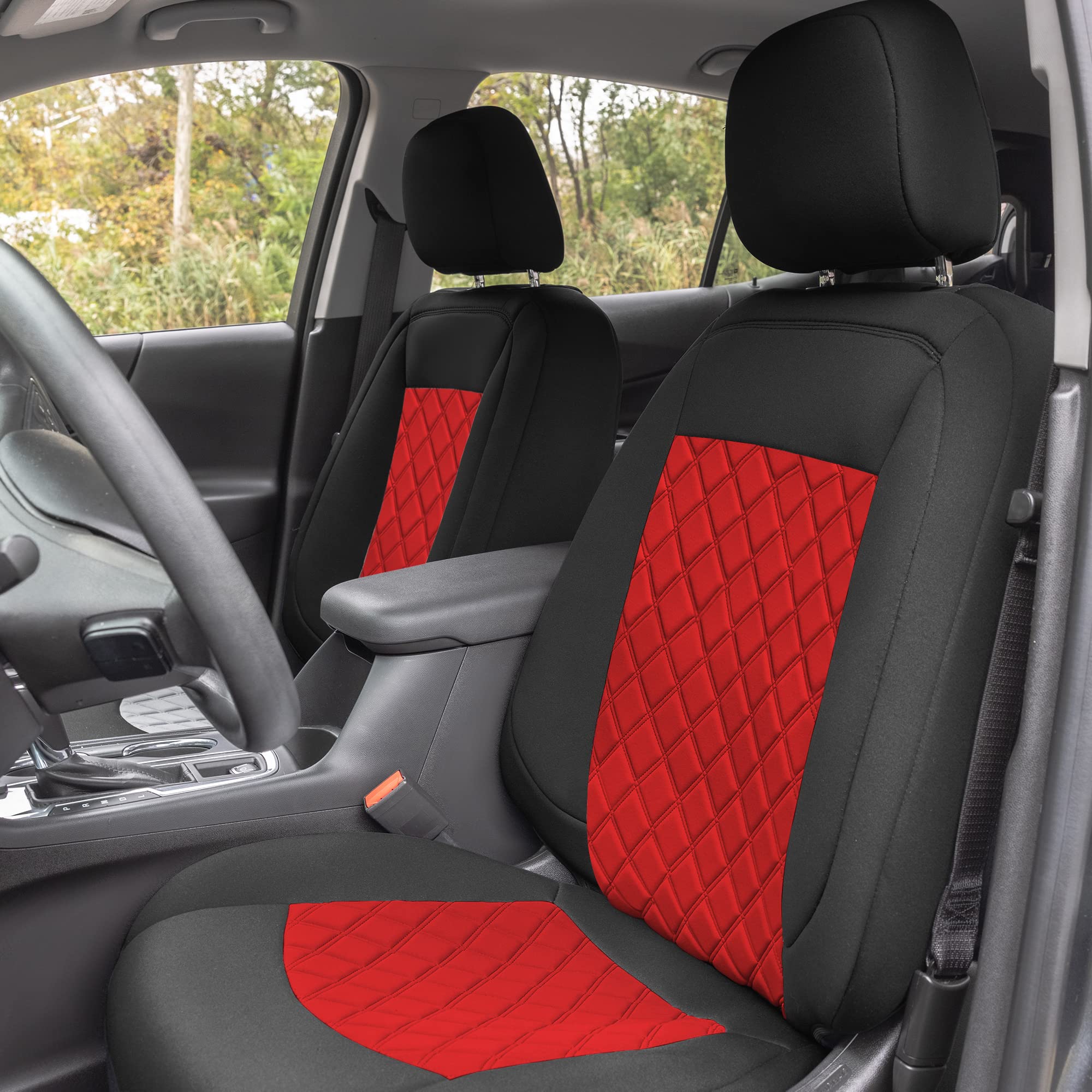 Custom Fit Neoprene Seat Covers for Chevy Equinox 2018-2021 - Waterproof Full Set Car Seat Covers in Red | Durable Automotive Interior Accessories for Road Trips & Daily Commute