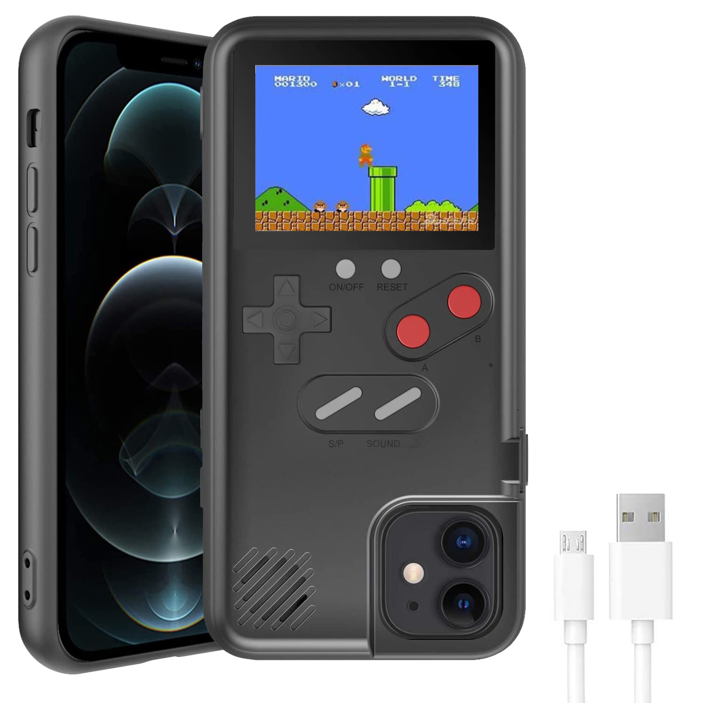Retro 3D Gameboy Phone Case for iPhone 11 Pro Max - Shockproof Handheld Game Console Cover with 36 Classic Games & Full Color Display | Perfect for Gaming Enthusiasts & Nostalgic Gift Giving