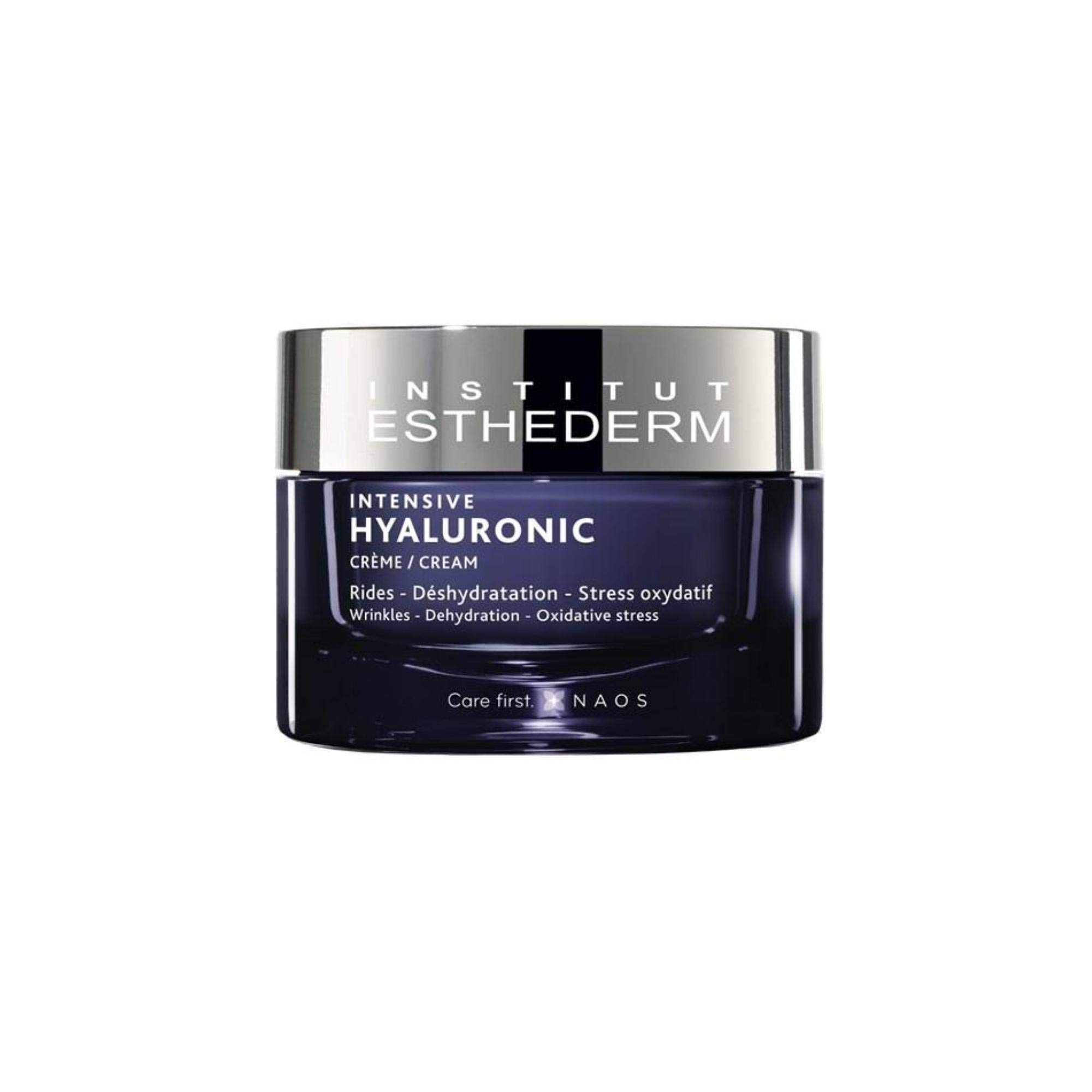 Institut Esthederm Intensive Hyaluronic Cream for Face, Neck & Décolleté - Anti-Wrinkle & Fine Line Treatment for Dehydrated Skin - Daily Moisturizer for Dry & Sensitive Skin - Perfect for Night Routine & Winter Skincare