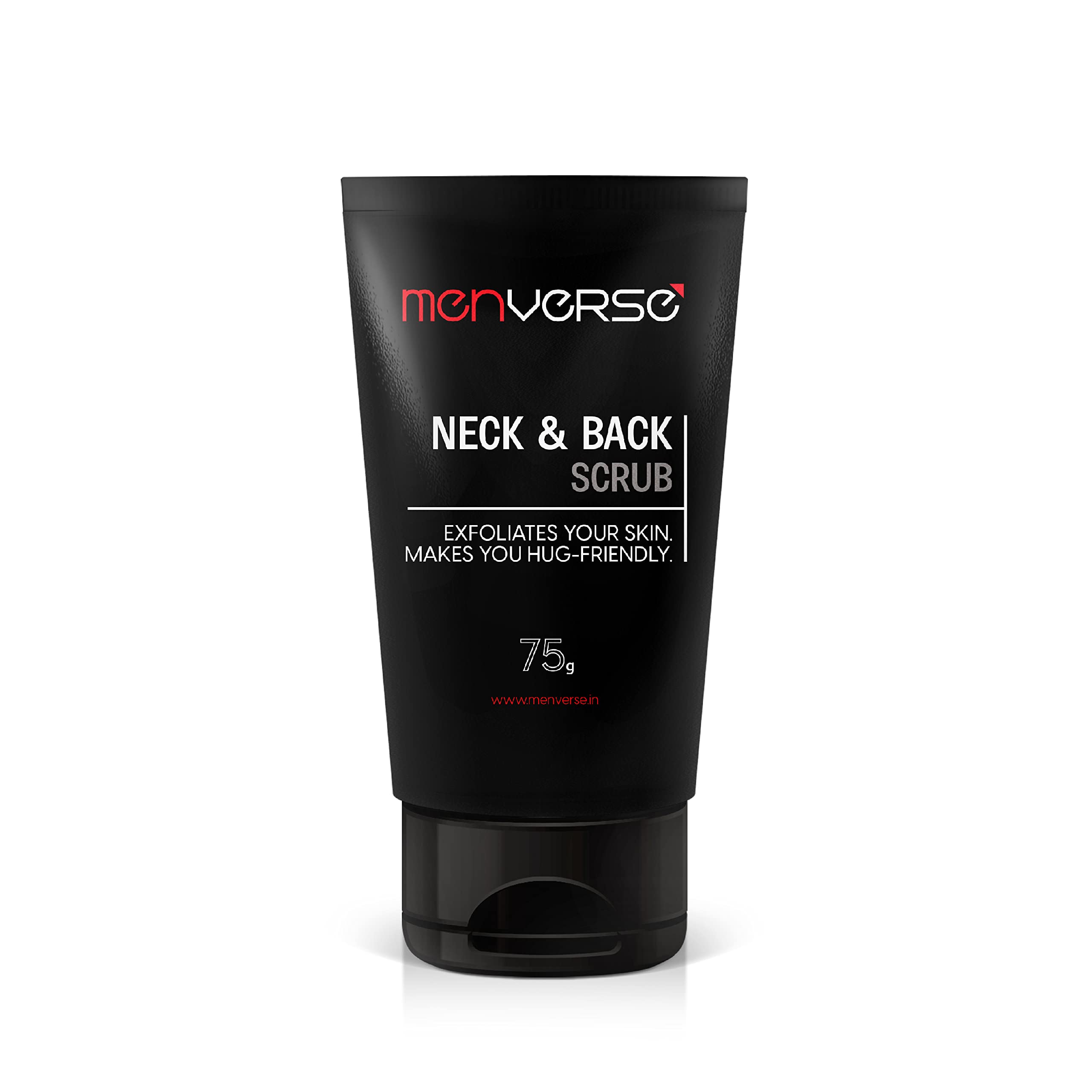 Menverse Charcoal Neck & Back Scrub - Deep Exfoliating Body Scrub for Men, Removes Dead Skin Cells & Tan, 75g - Perfect for Post-Workout & Shower Skincare Routine
