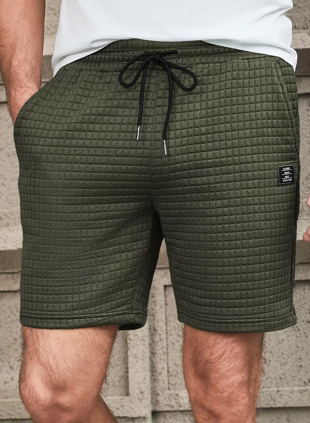 Men's Casual Waffle-Knit Shorts with Elastic Waist & Drawstring - 2 Pockets for Workout, Running & Jogging | Perfect for Gym, Sports & Summer Outdoor Activities