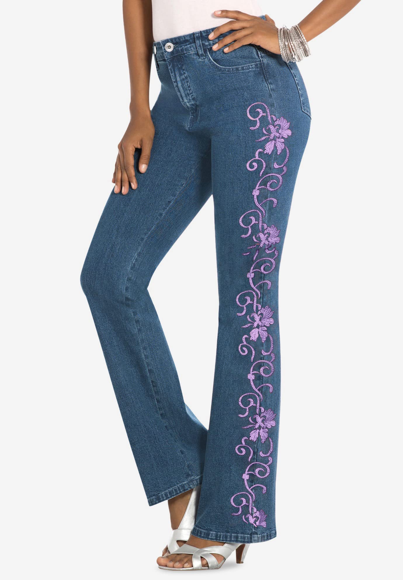 Roaman's Women's Plus Size Whitney Jean with Invisible Stretch - Comfortable Stretchy Denim Pants for Curvy Women | Perfect for Work, Casual Outings & Everyday Wear