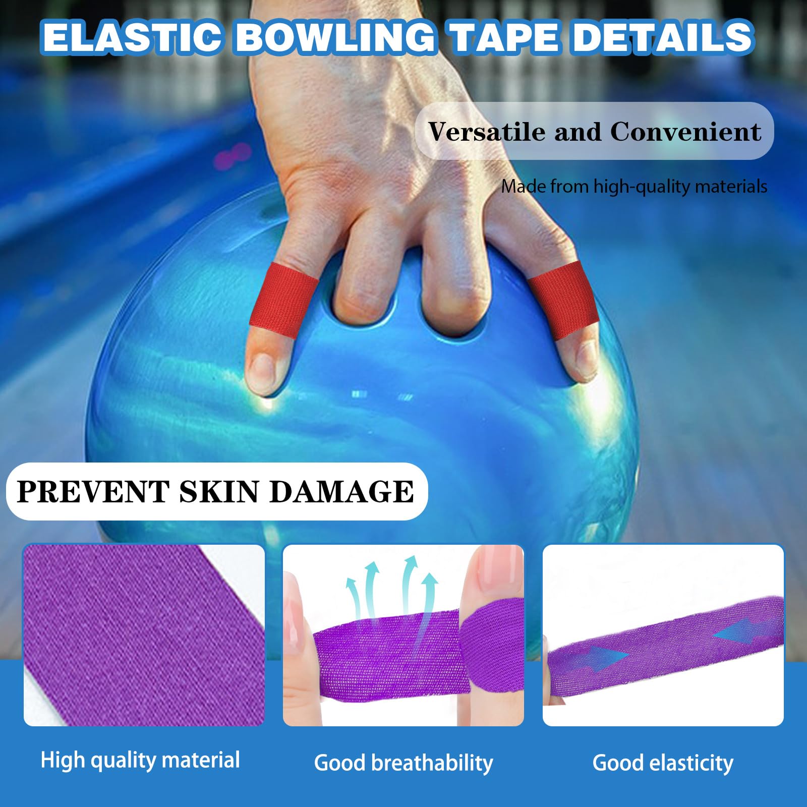 120Pcs Pre-Cut Bowling Thumb Tape & Finger Tape - Elastic Protective Performance Tape for Bowlers - Perfect for Thumb Hole Grip & Finger Protection - Ideal for League Play, Practice Sessions & Tournament Preparation