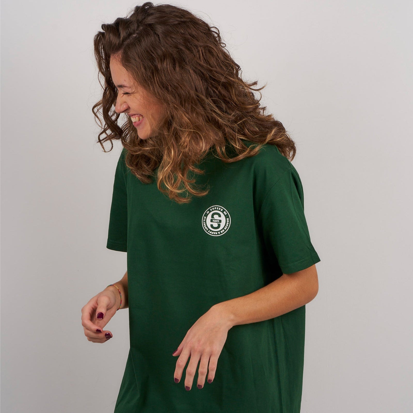 Oversized Green Circle T-Shirt for Women - Soft Cotton Casual Tee for Everyday Wear, Street Style & Lounge Outfits