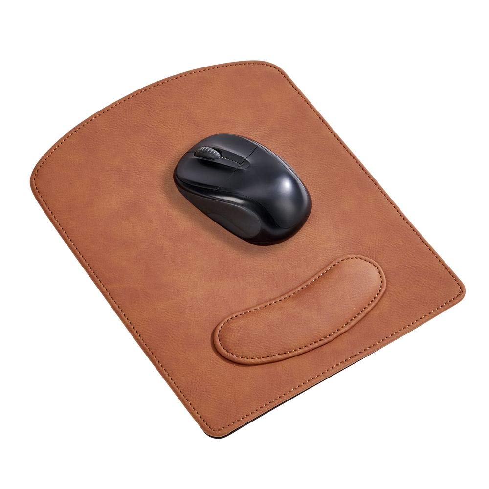 Premium Caramel Leatherette Mouse Pad - Non-Slip Desk Mat for Office, Gaming & Home Use - Ergonomic Wrist Support for Computers & Laptops