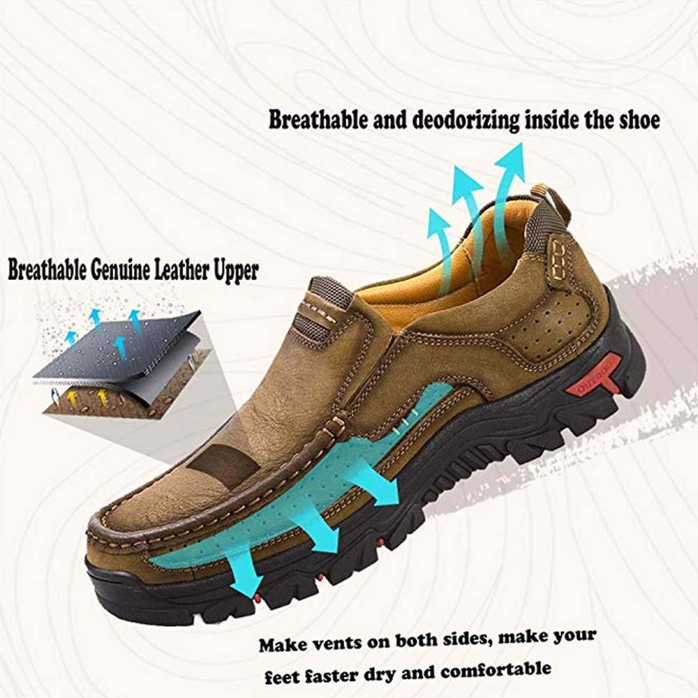 **Men's Leather Walking Shoes - Lightweight Breathable Slip-On Loafers for Casual, Business & Office Wear | Comfortable Dress Shoes for Work & Daily Use**
