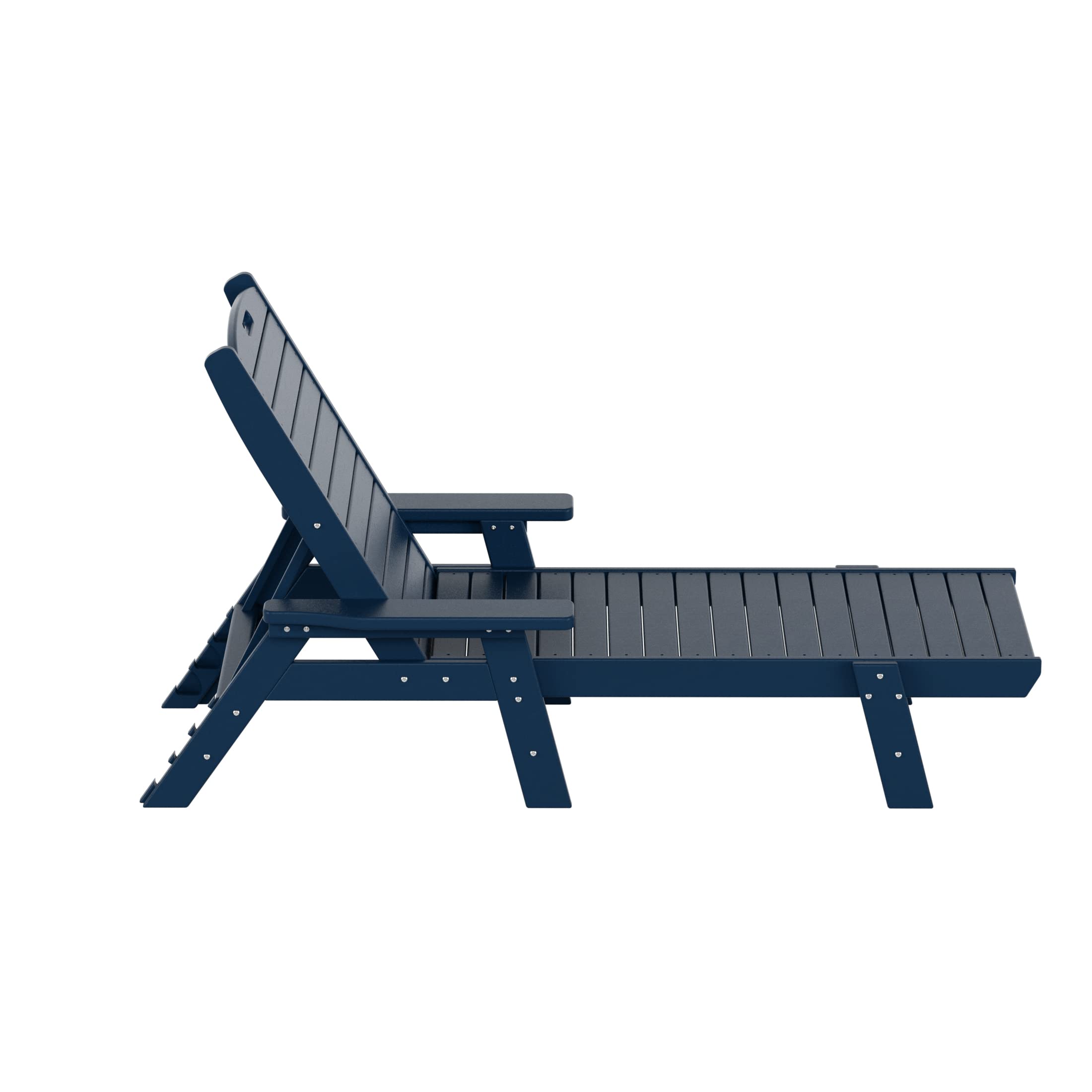 WestinTrends Malibu Polyester Reclining Chaise Lounge - Navy Blue Outdoor Patio Furniture for Poolside, Beach & Backyard Relaxation