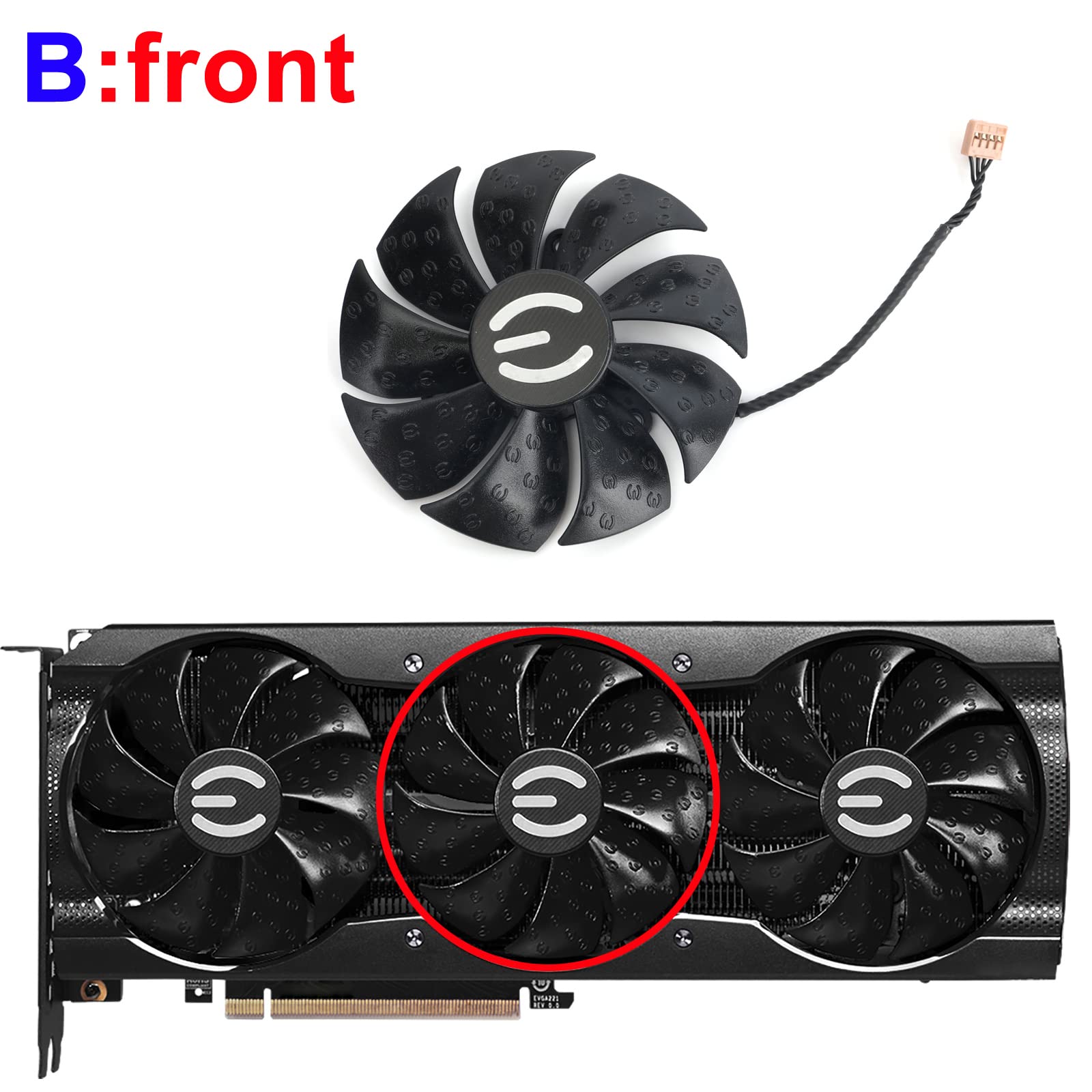EVGA RTX 3070 3080 Ti 3090 XC3 BLACK Replacement Cooling Fan - High Performance Graphics Card Fan (PLA09215S12H, Fan-B) for PC Gaming & Video Editing Workstations