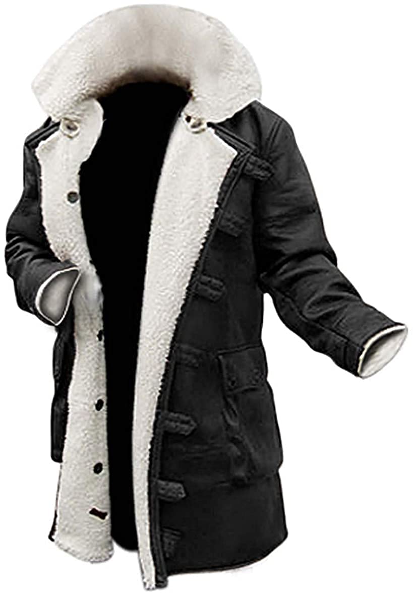 Decrum Genuine Lambskin Shearling Leather Trench Coat for Men - Premium Long Winter Jacket with Warm Fleece Lining | Perfect for Cold Weather, Outdoor Adventures & Stylish Urban Fashion