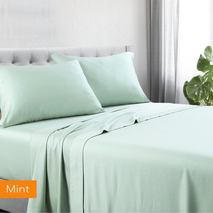 Luxury 1200 Thread Count Hotel Quality Cotton Rich Sheet Set - Mega King Size, Mint Green - Perfect for Master Bedroom & Guest Room Comfort
