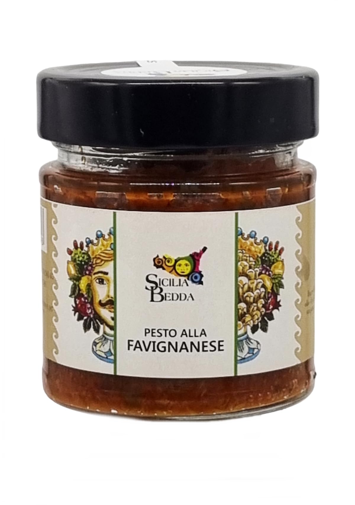 Sicilia Bedda - Authentic Favignanese Pesto Sauce 200g in Glass Jar - Perfect for Pasta, Pizza & Italian Recipes