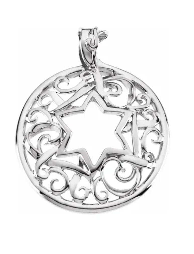 10kt, 14kt or 18kt Solid Yellow/White Gold 34x27.5mm Star of David Pendant - Genuine Solid Gold Jewelry for Men & Women - Perfect for Hanukkah Gifts, Jewish Celebrations & Everyday Wear
