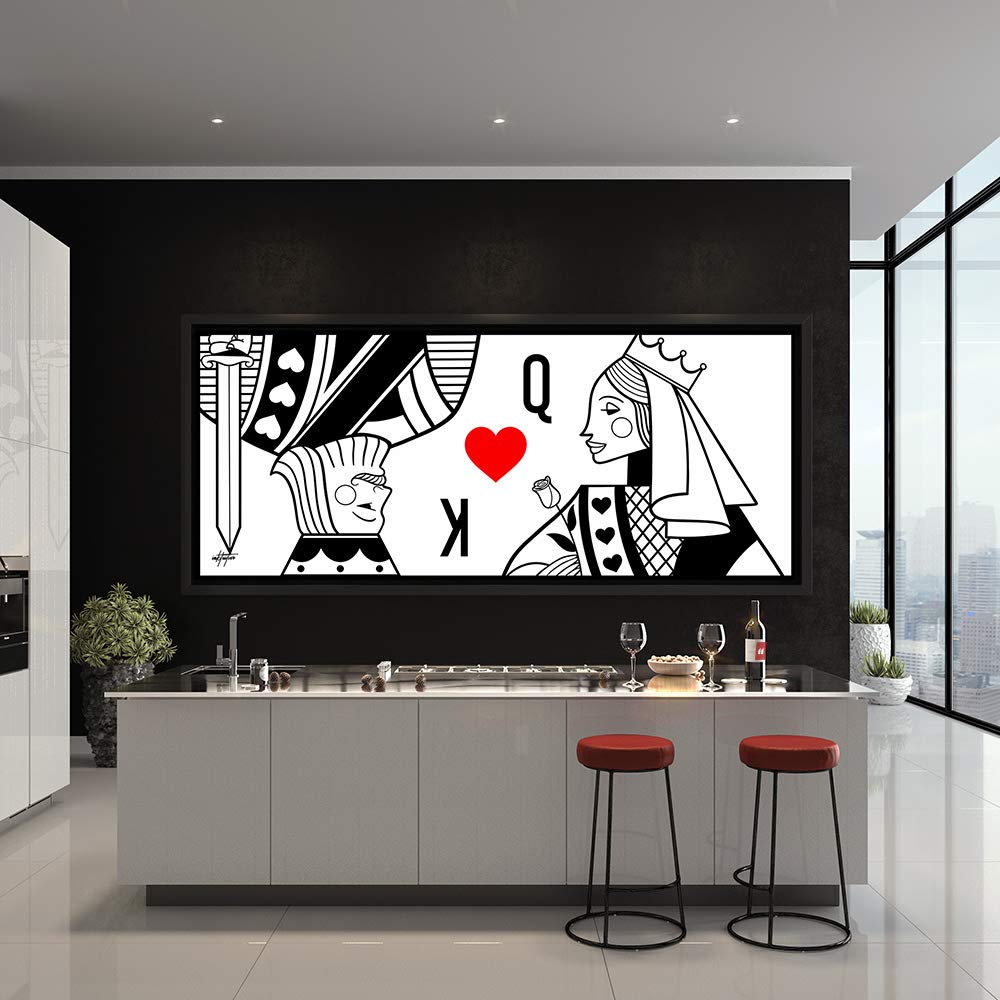 Inktuitive 'Royal Romance' King & Queen Playing Cards Canvas Wall Art Print - Motivational Décor for Bedroom, Living Room & Office - 24 x 10 Inches - Perfect for Home, Office & Gift Giving